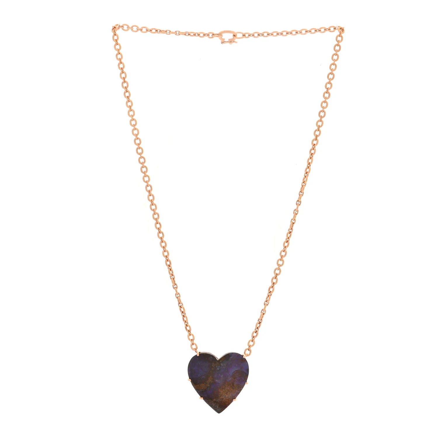 18K Rose Gold Boulder Opal One of a Kind Love Pendant Necklace - Image 3