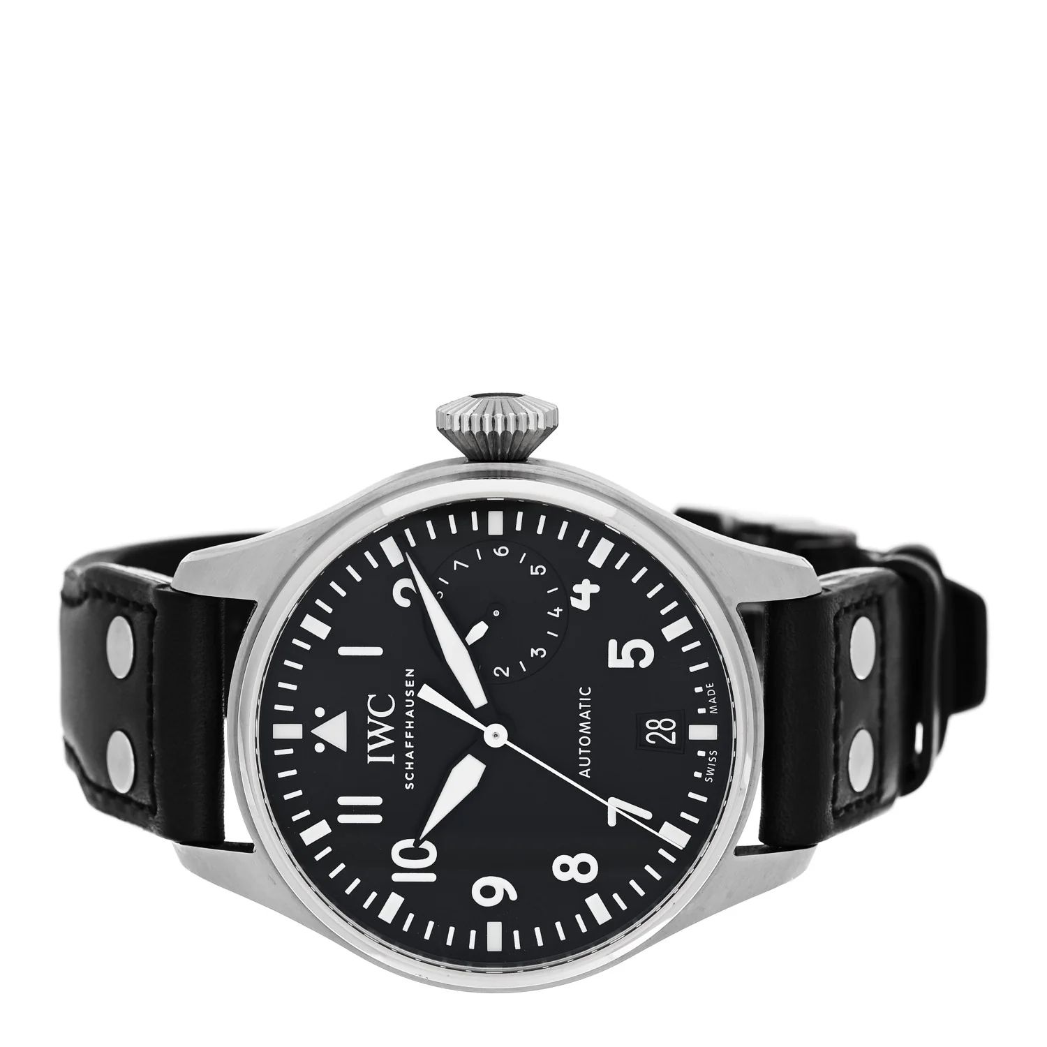 Stainless Steel Calfskin 46mm Schaffhausen Pilot Automatic Watch Black IW501001 - Image 2