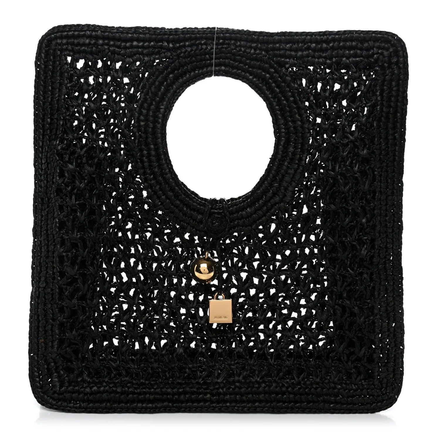 Raffia Le Petite Carre Spiaggia Square Tote Black