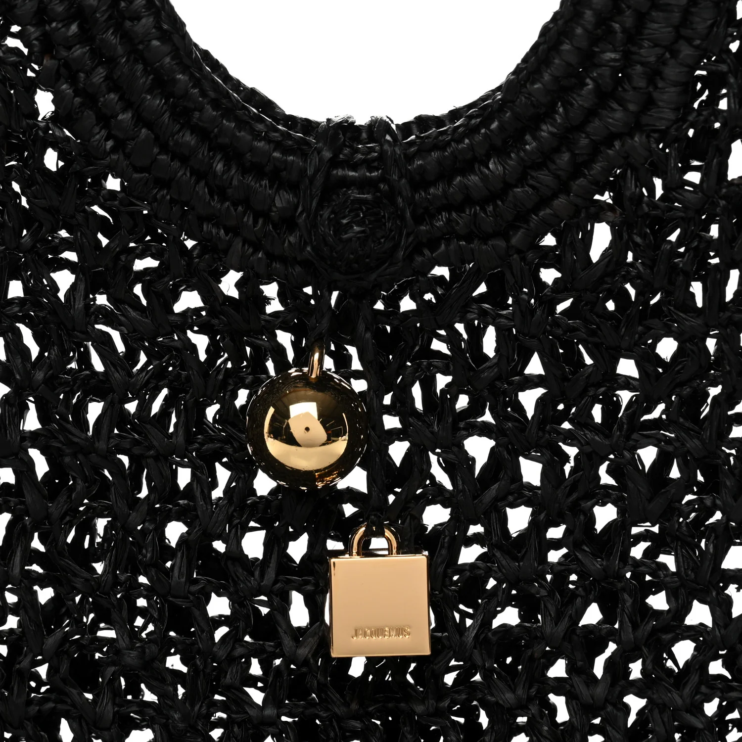 Raffia Le Petite Carre Spiaggia Square Tote Black - Image 8