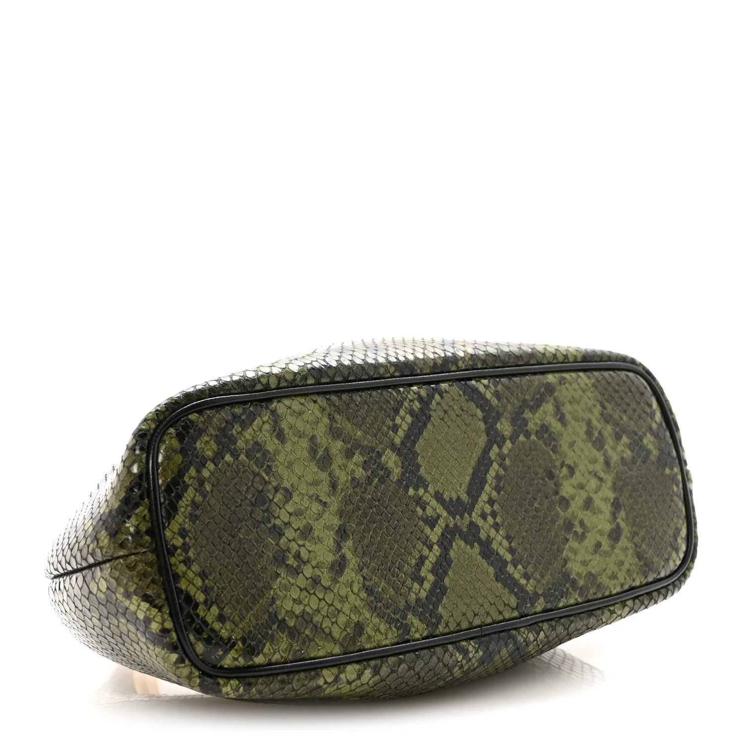 Snakeskin Printed Lambskin Le Petit Calino Ring Top Handle Bag Green - Image 4
