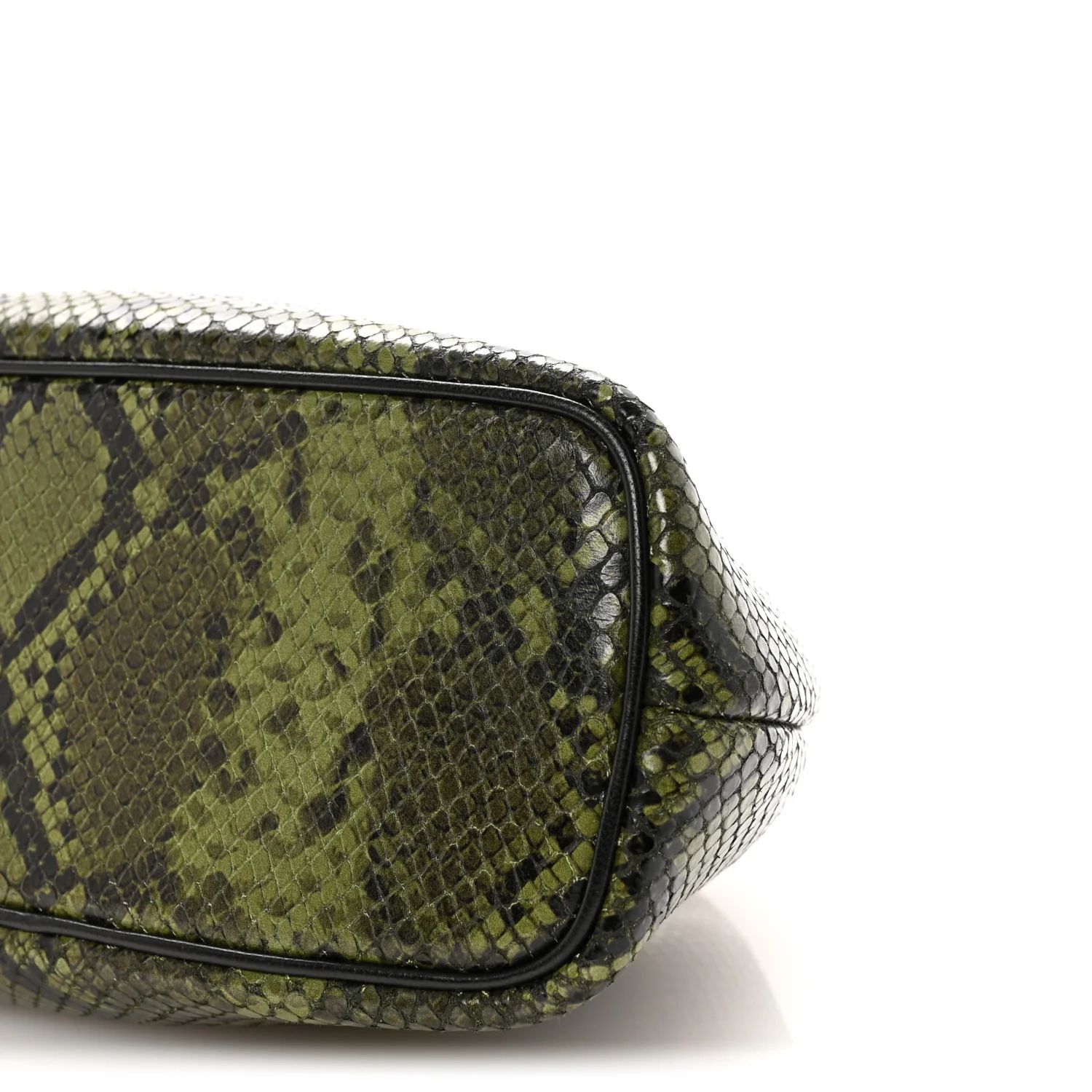 Snakeskin Printed Lambskin Le Petit Calino Ring Top Handle Bag Green - Image 9