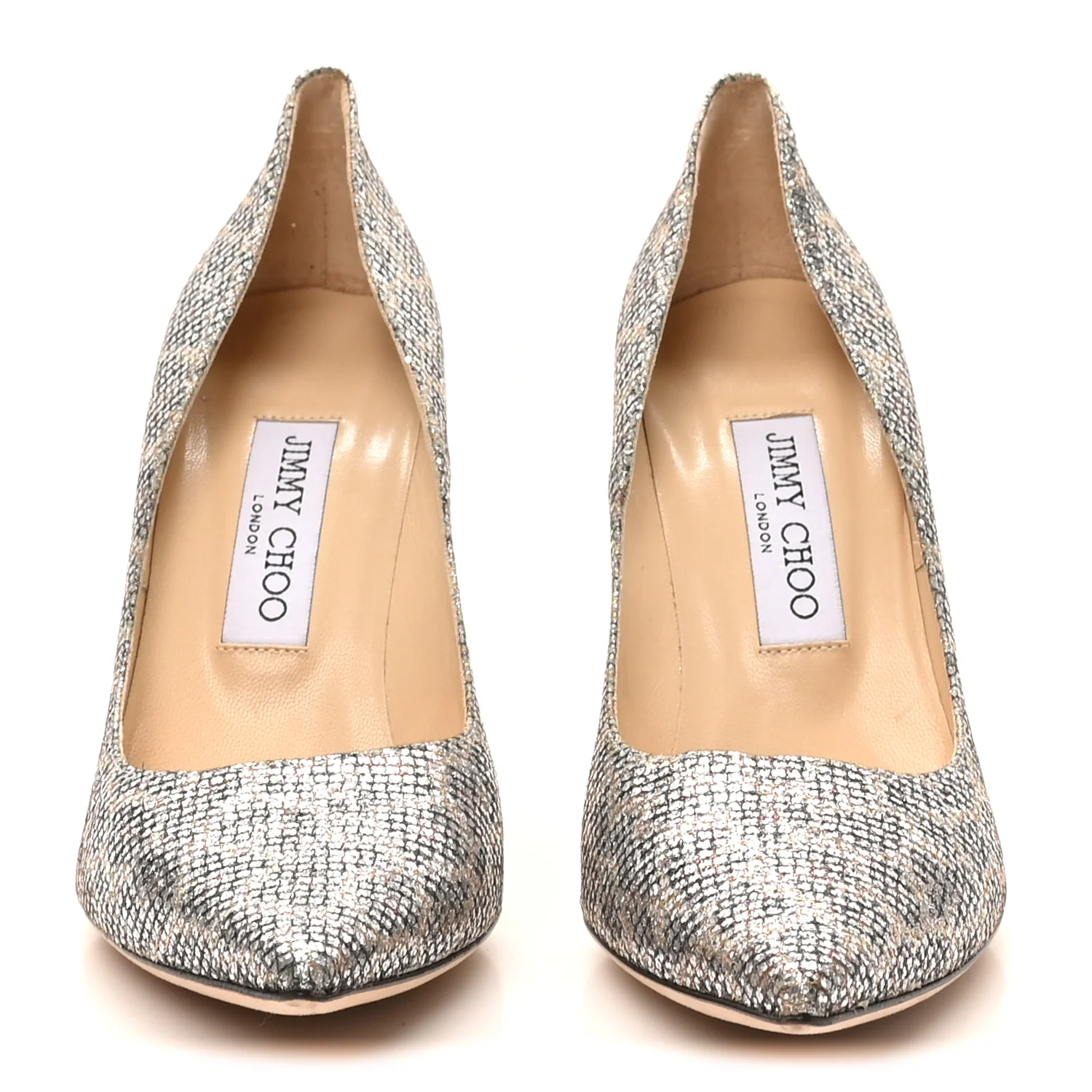 Coarse Glitter Fabric Aurora Leopard Print Abel Pumps 38 Champagne - Image 3