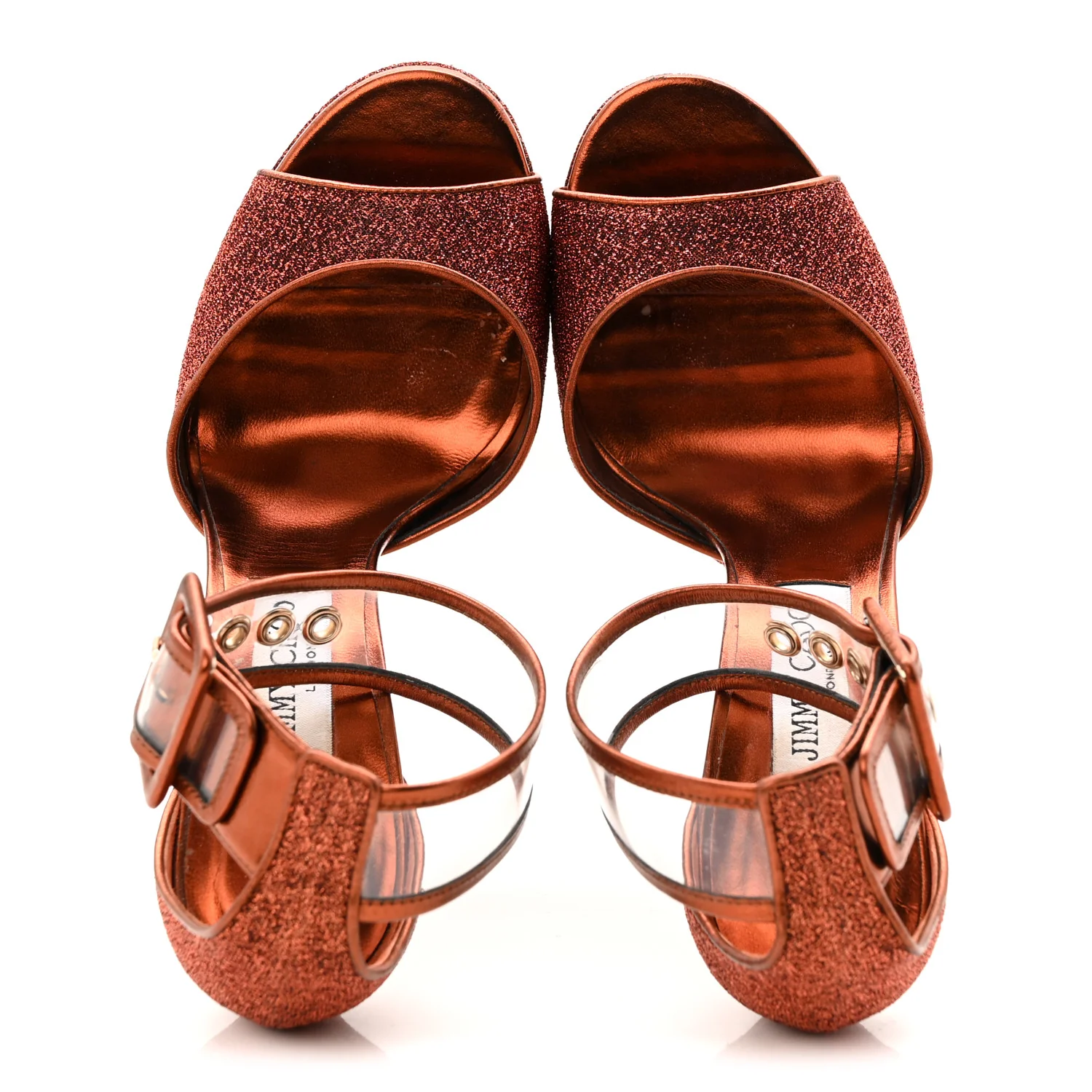 Metallic Lurex Perspex Mayner 130 Platform Sandals 38 Pop Orange Clear - Image 2