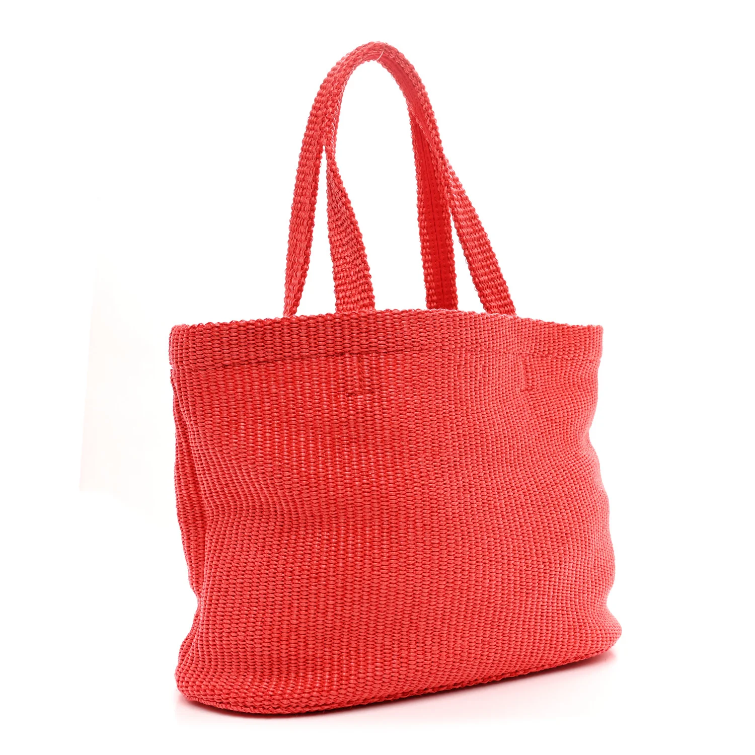 Raffia Embroidered East West Beach Tote Paprika Candy Pink - Image 3