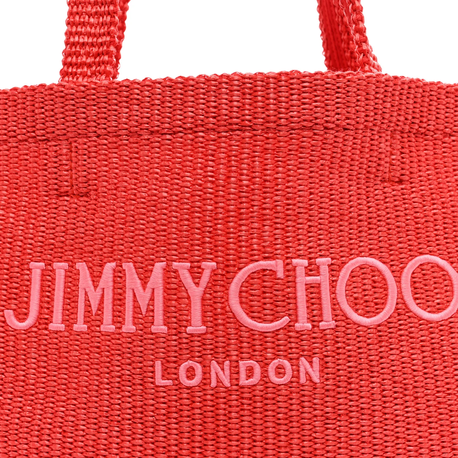Raffia Embroidered East West Beach Tote Paprika Candy Pink - Image 7