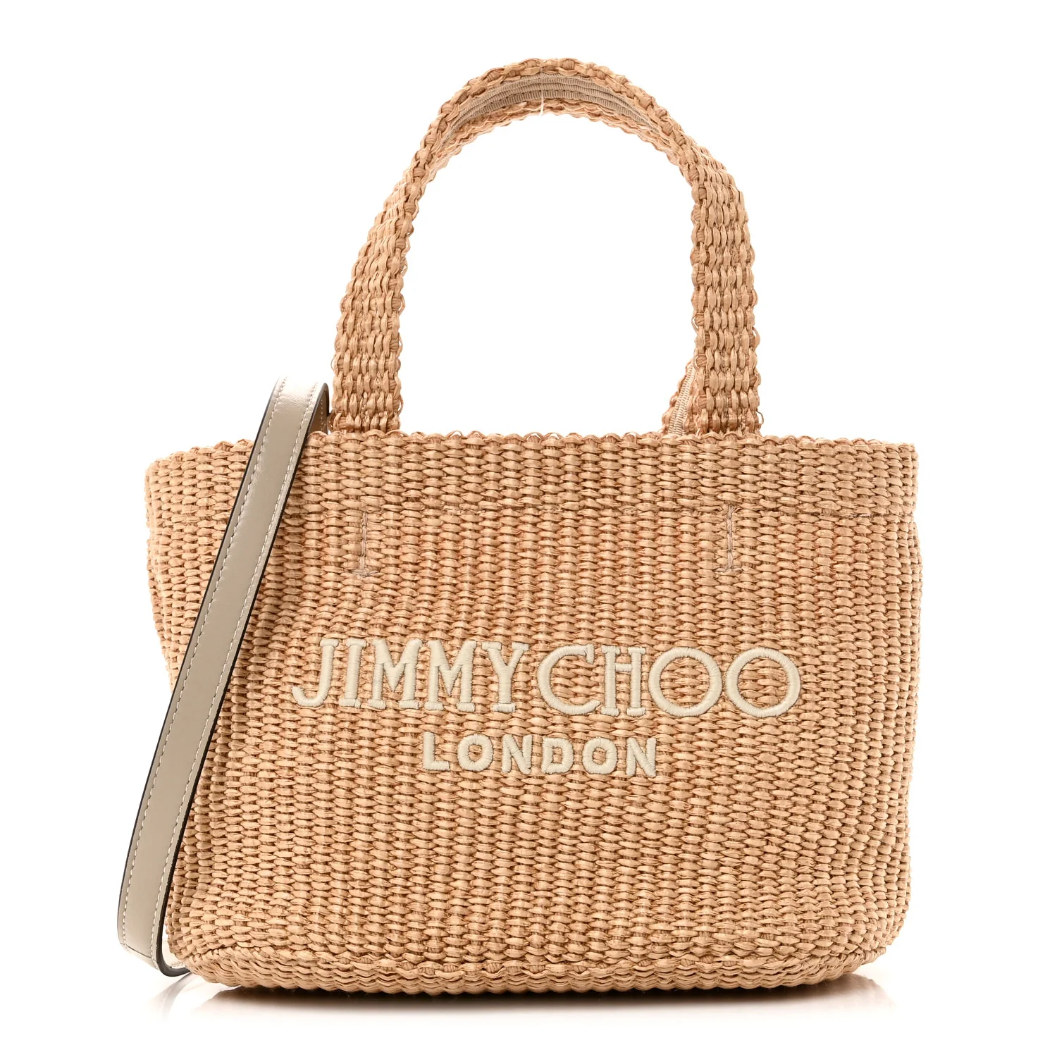 Raffia Embroidered East West London Mini Beach Tote Natural Latte