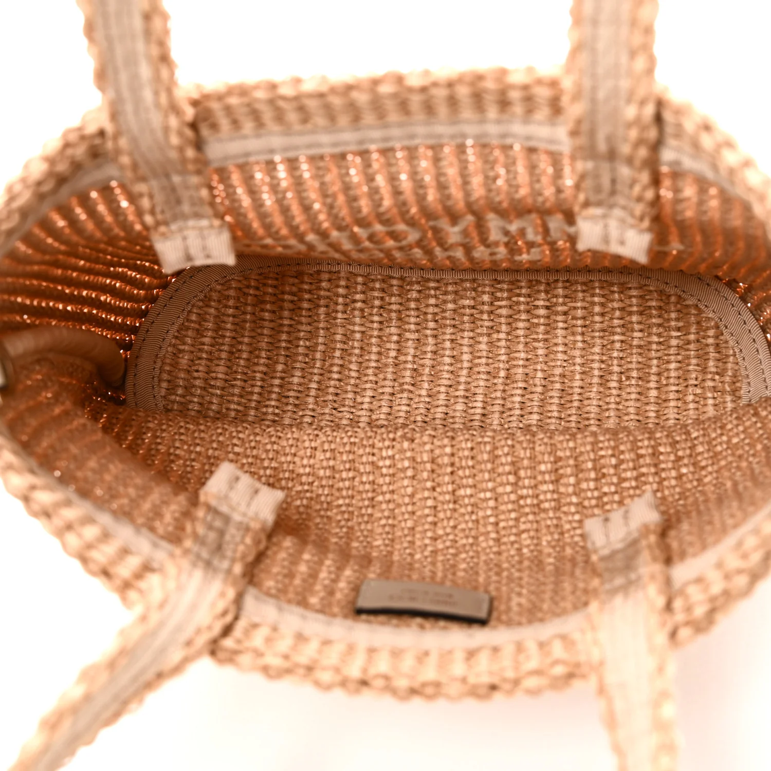 Raffia Embroidered East West London Mini Beach Tote Natural Latte - Image 5