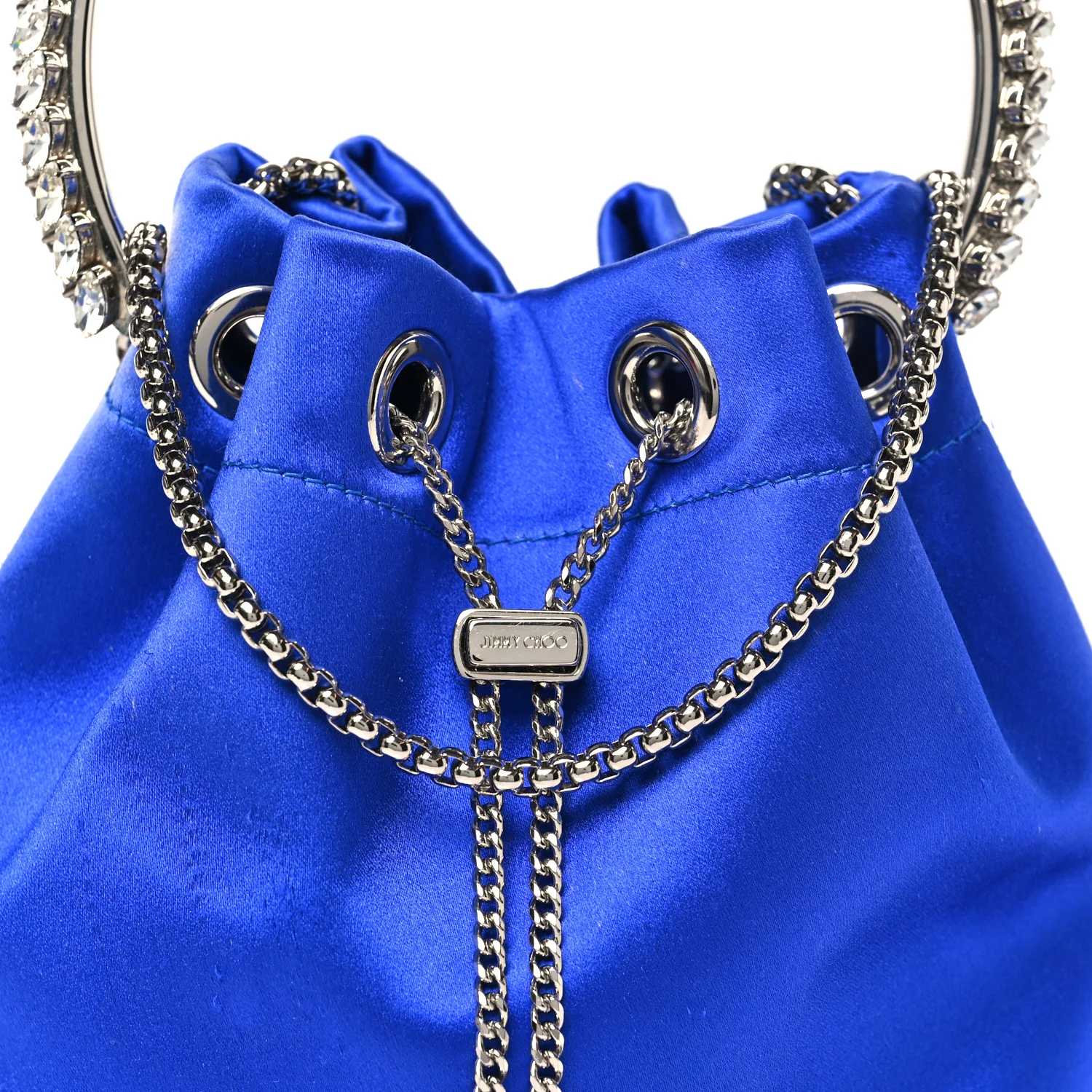 Satin Crystal Embellished Bon Bon Bag Blue - Image 8