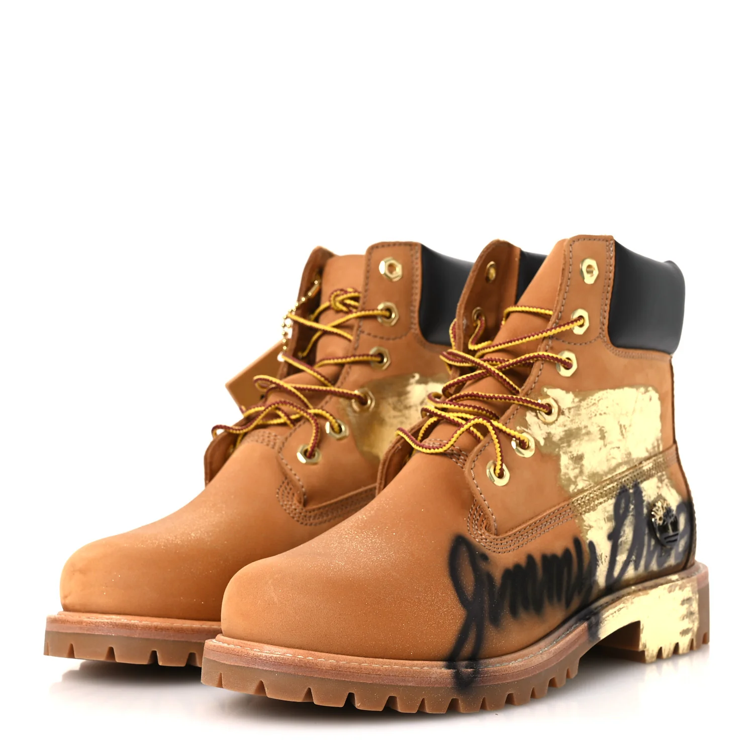X TIMBERLAND Nubuck Graffiti Womens Ankle Boots 9.5 Wheat Gold - Image 8