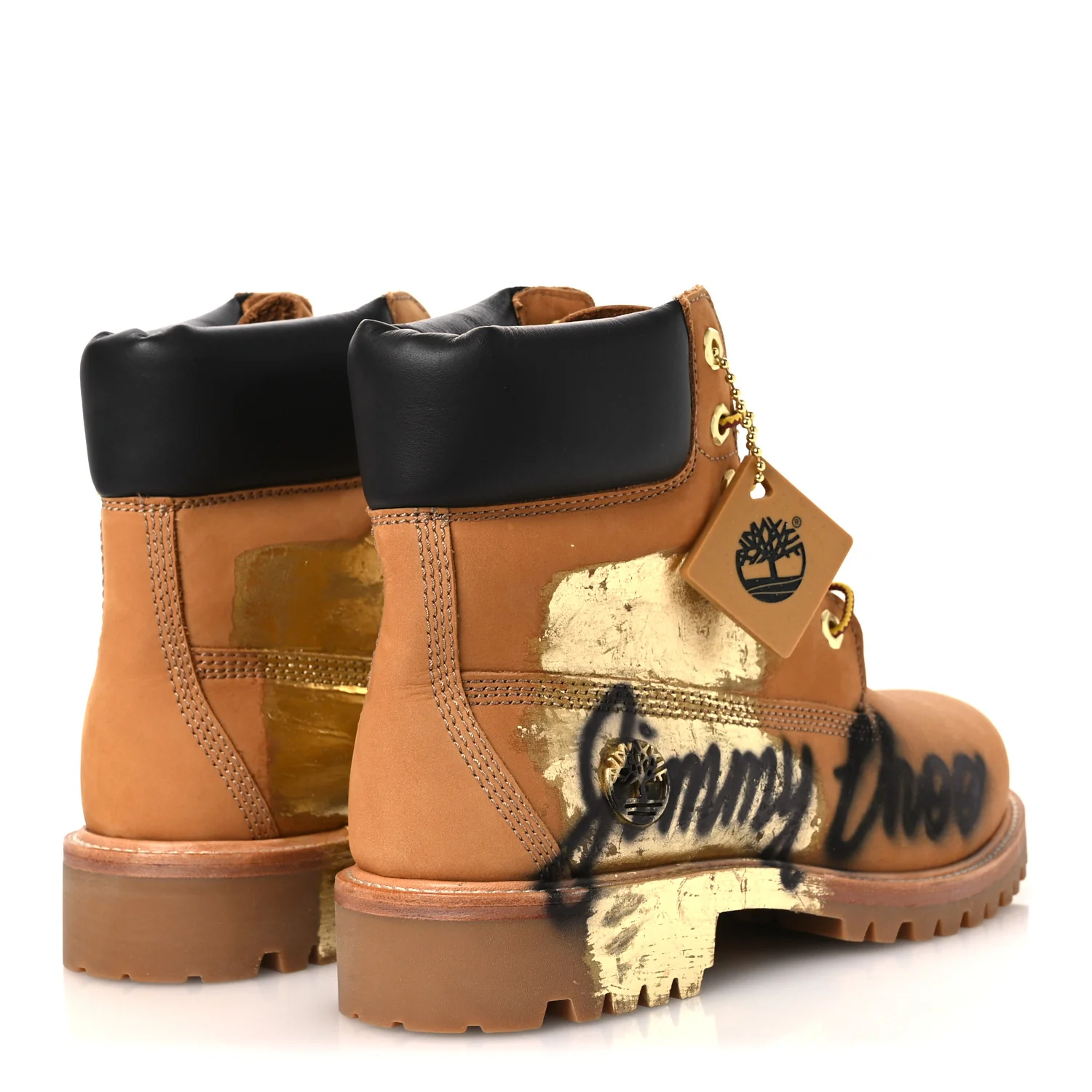 X TIMBERLAND Nubuck Graffiti Womens Ankle Boots 9.5 Wheat Gold - Image 9