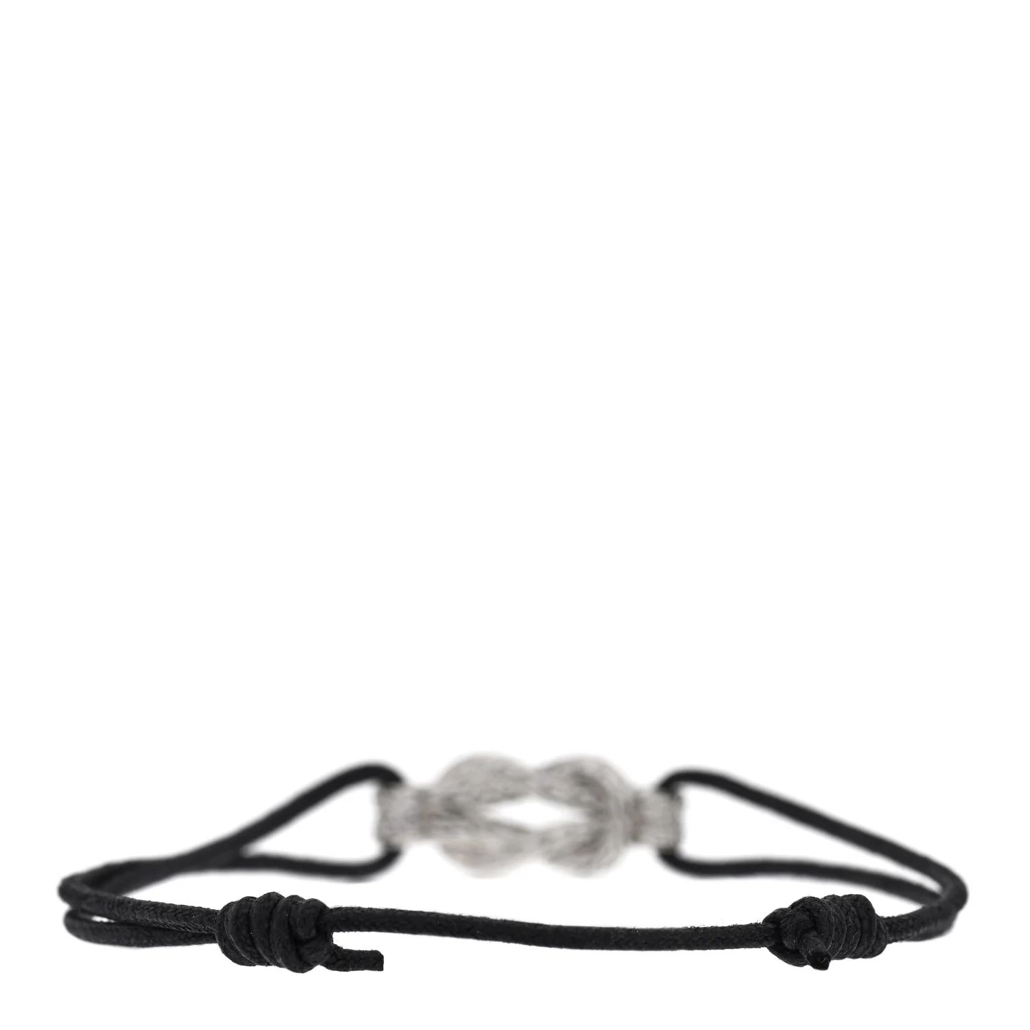 Sterling Silver Diamond Love Knot Cord Bracelet Black - Image 2