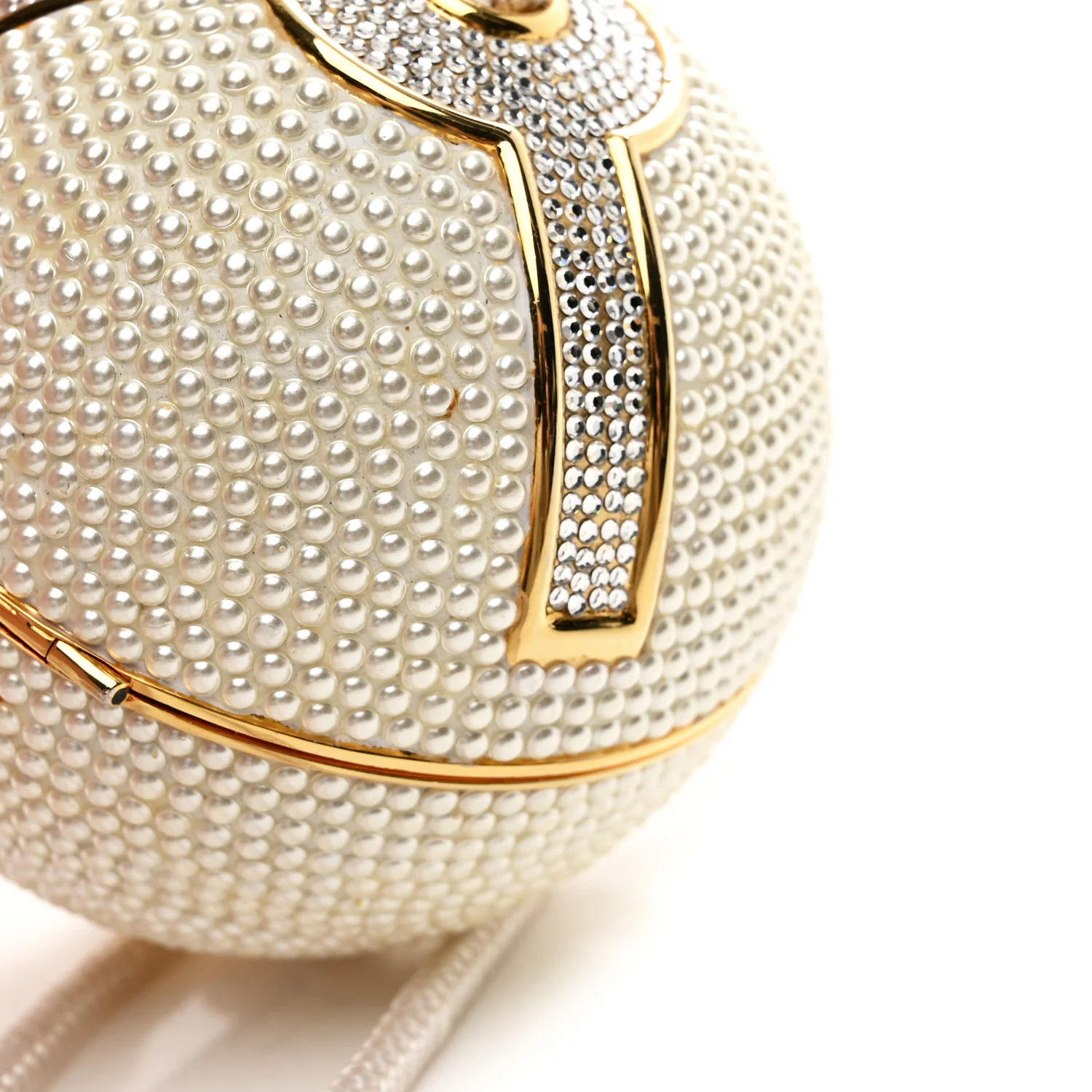 Swarovski Crystal Disco Ball Minaudiere Clutch White Gold - Image 13
