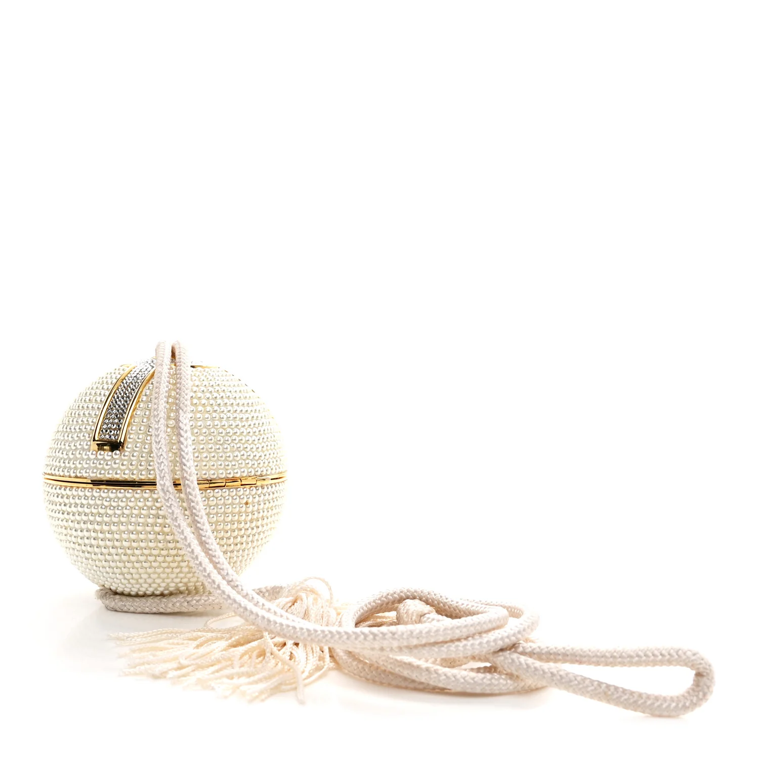 Swarovski Crystal Disco Ball Minaudiere Clutch White Gold - Image 4