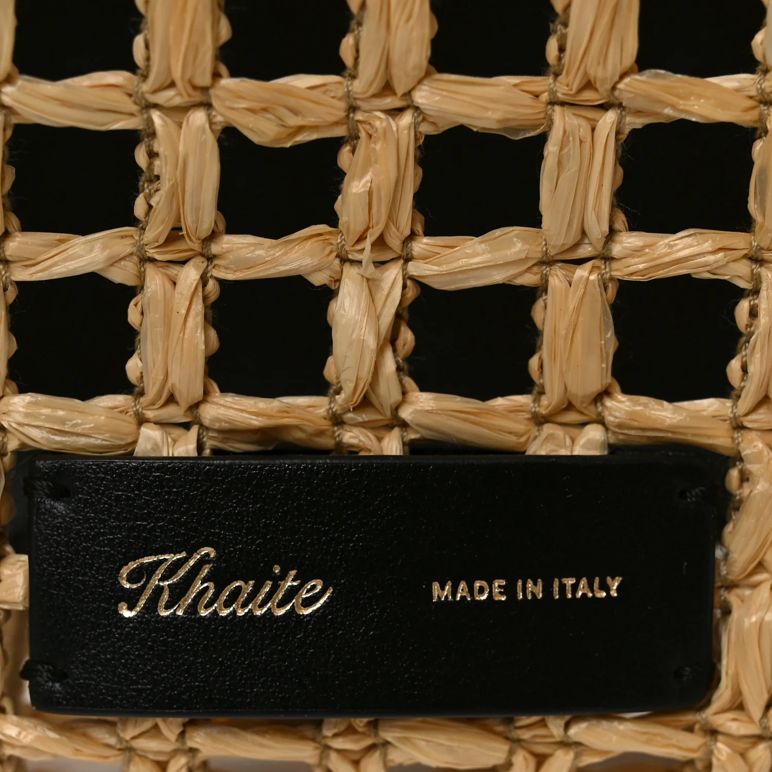 Raffia Calfskin June Cutout Palm Tote Natural Black - Image 5