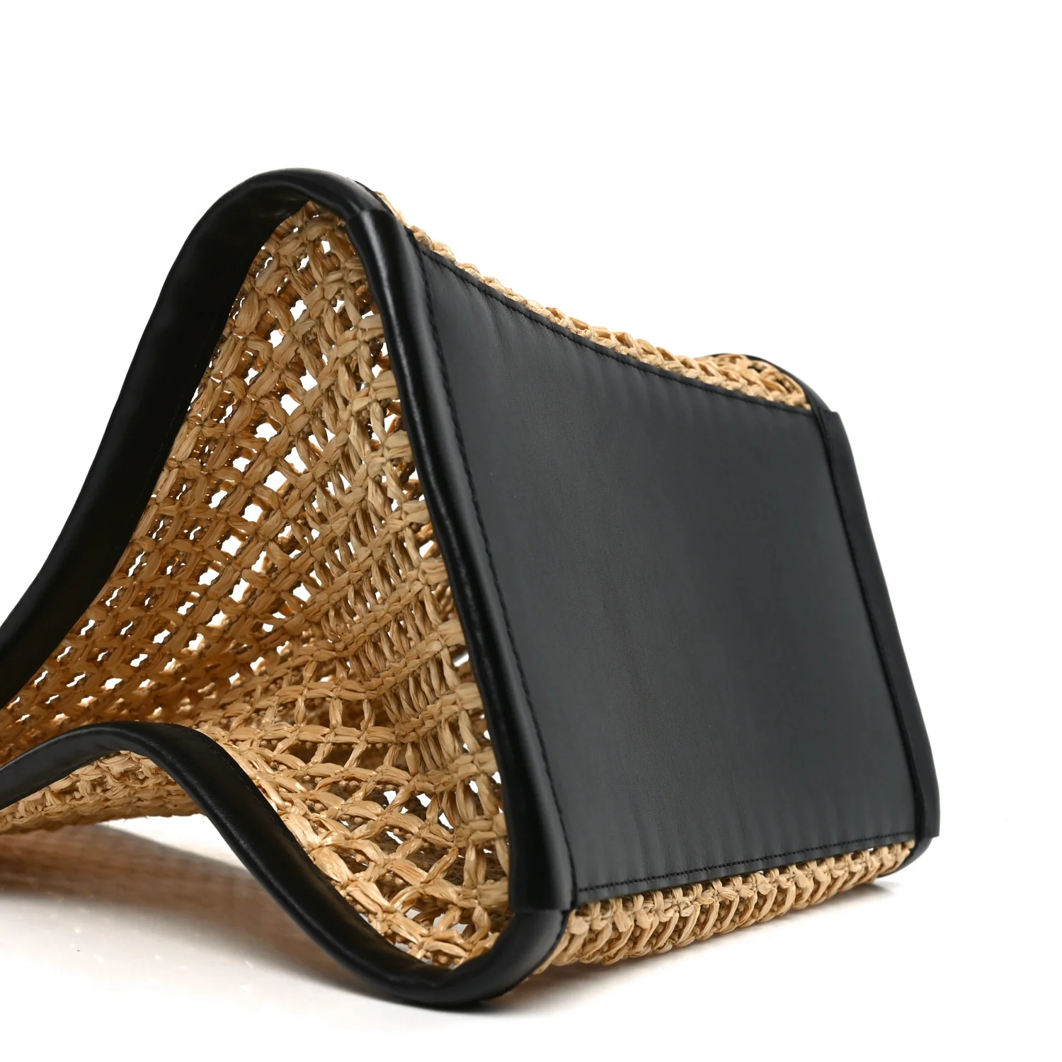 Raffia Calfskin June Cutout Palm Tote Natural Black - Image 8