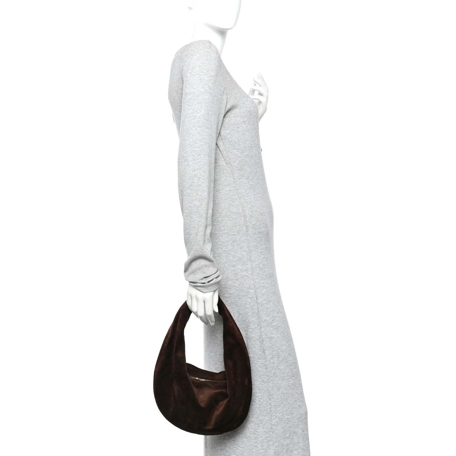 Suede Calfskin Medium Olivia Hobo Coffee - Image 2