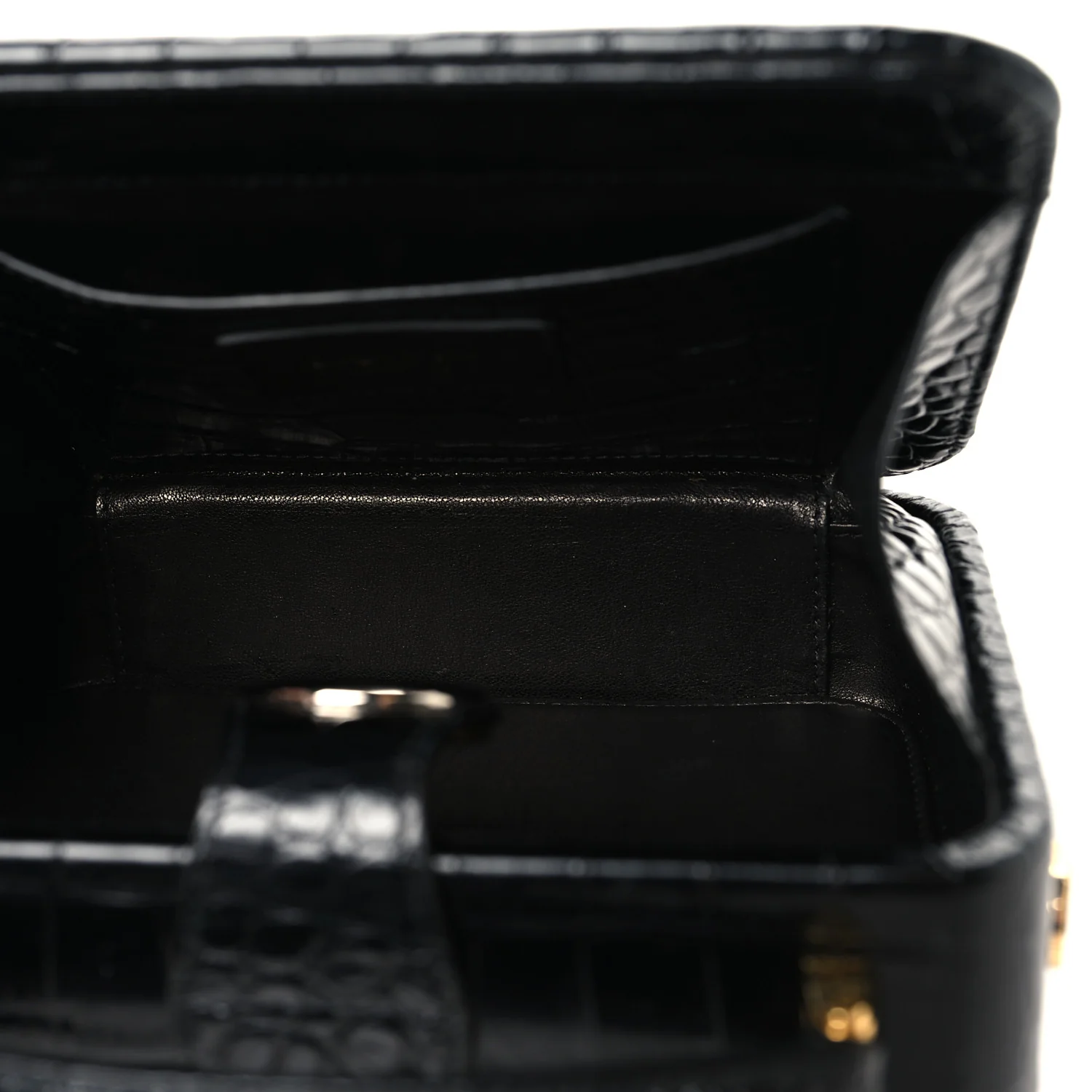 Calfskin Crocodile Embossed Bento Bag Black - Image 5