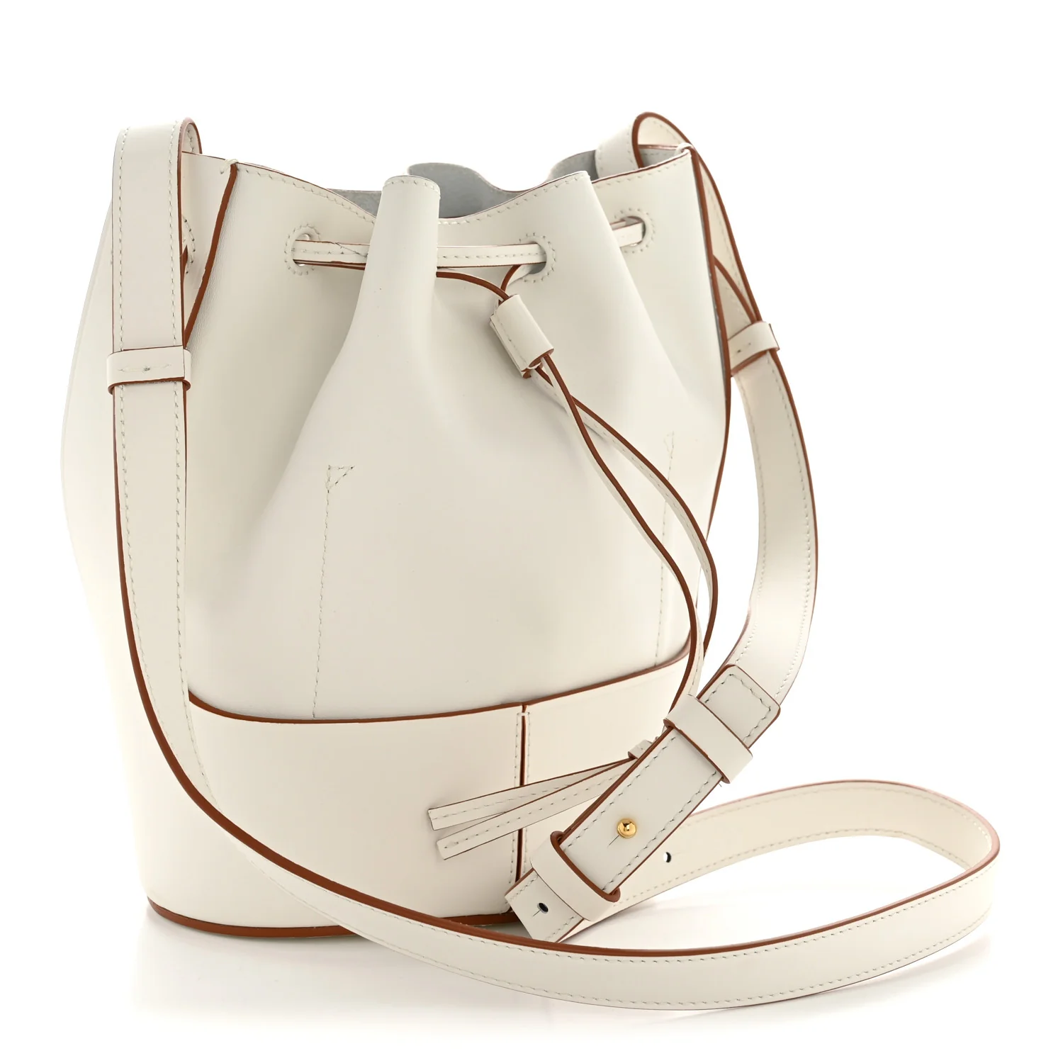Calfskin Balloon Bucket Bag Soft White - Image 3