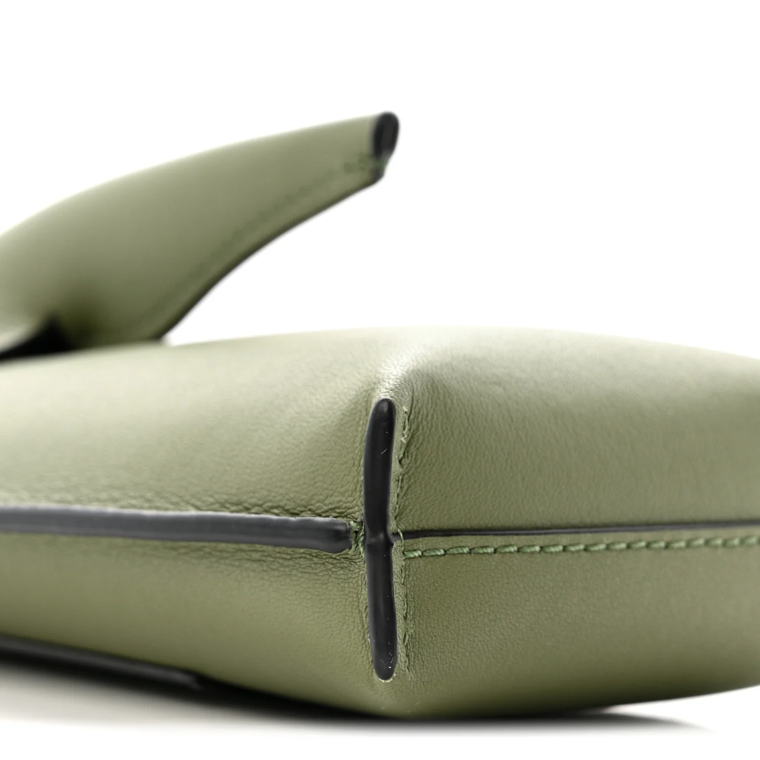 Calfskin Elephant Pouch Crossbody Bag Avocado - Image 9