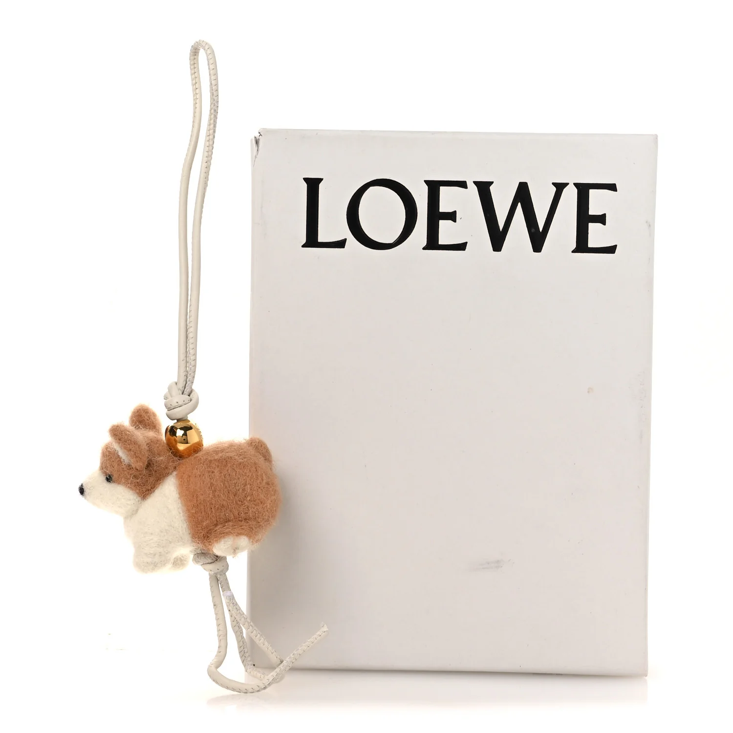 Calfskin Felt Corgi Bag Charm Soft Soft White Orange - Image 7