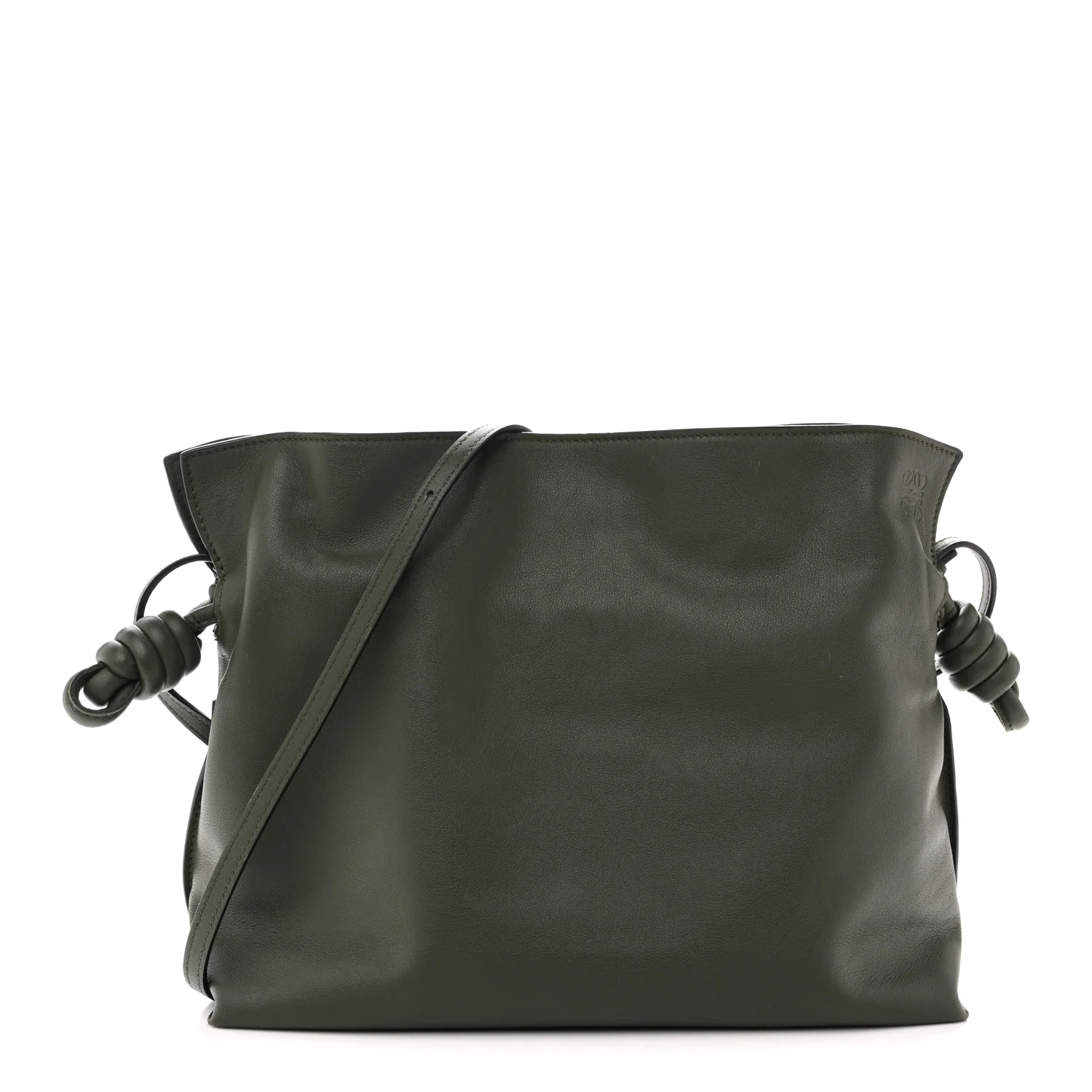 Calfskin Flamenco Knot Clutch Vintage Khaki