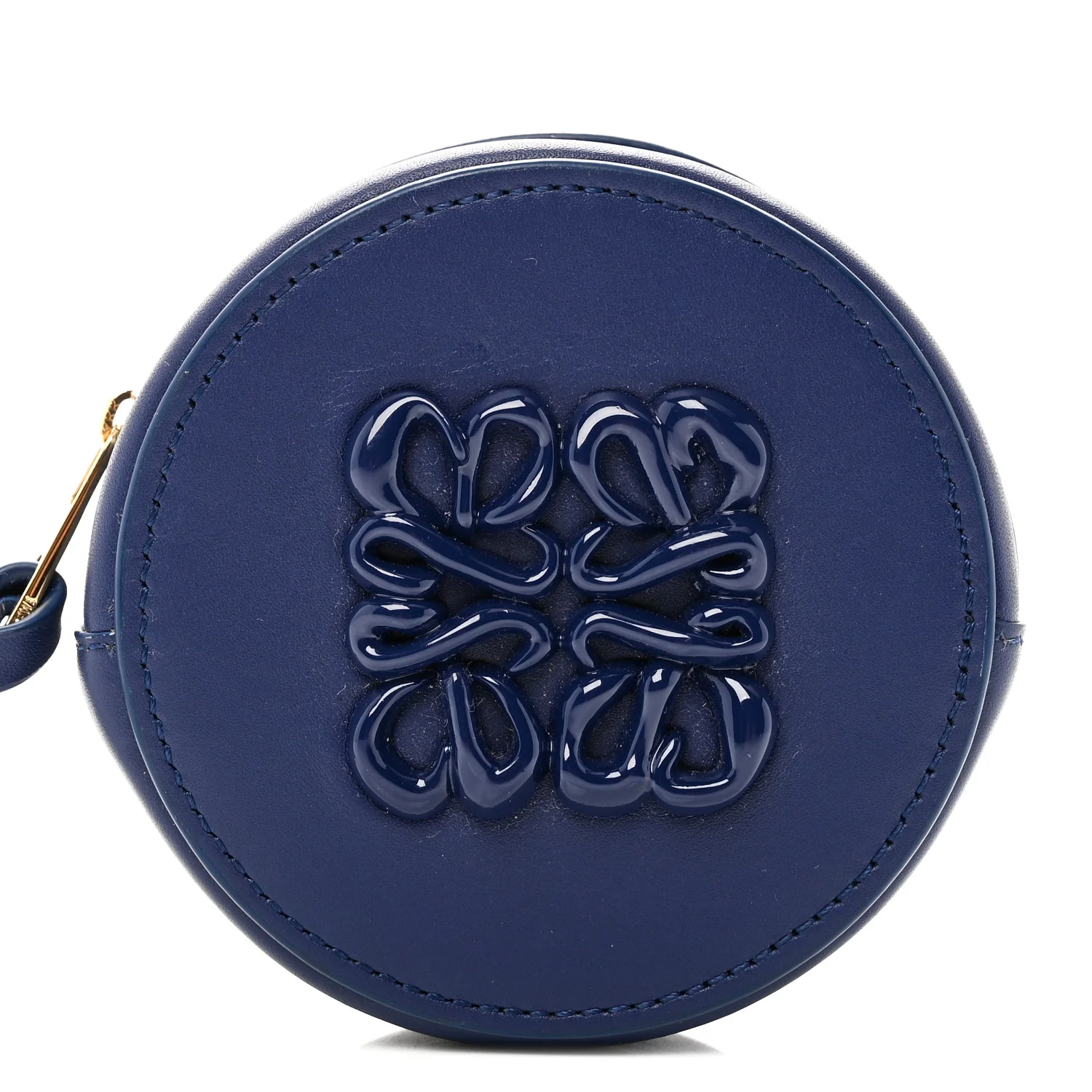 Calfskin Inflated Anagram Cookie Zip Coin Case Blue - Image 7