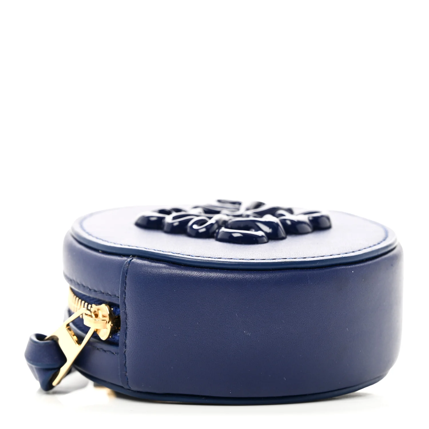 Calfskin Inflated Anagram Cookie Zip Coin Case Blue - Image 8