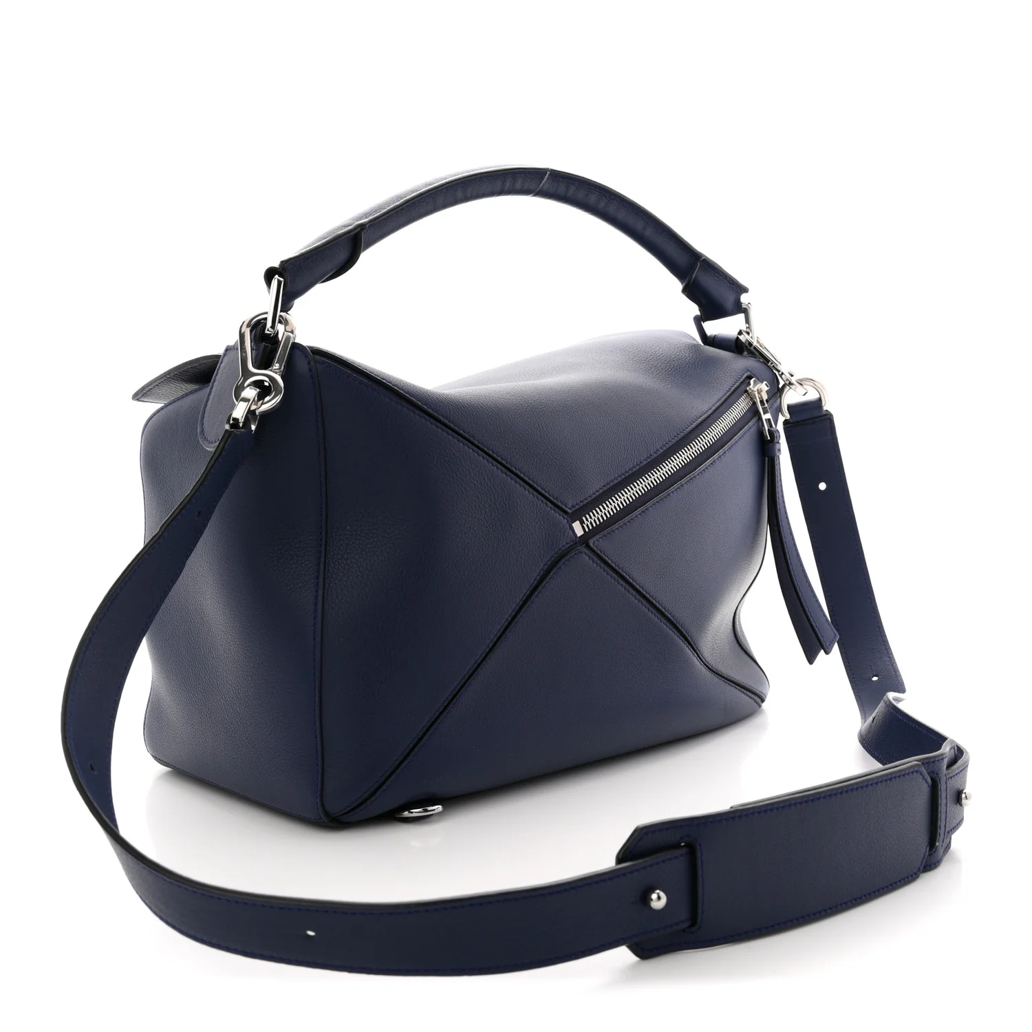 Calfskin Large Puzzle Bag Navy - Image 3