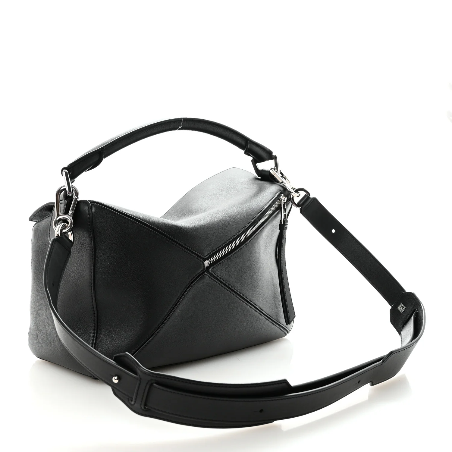 Calfskin Medium Puzzle Bag Black - Image 3