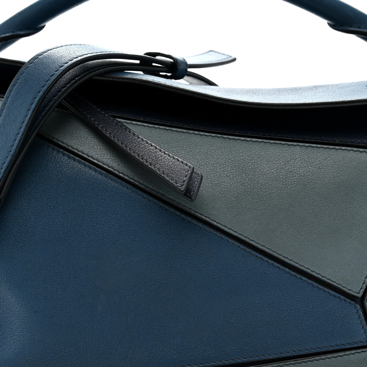 Calfskin Medium Puzzle Bag Marine Stone Steel Blue - Image 9