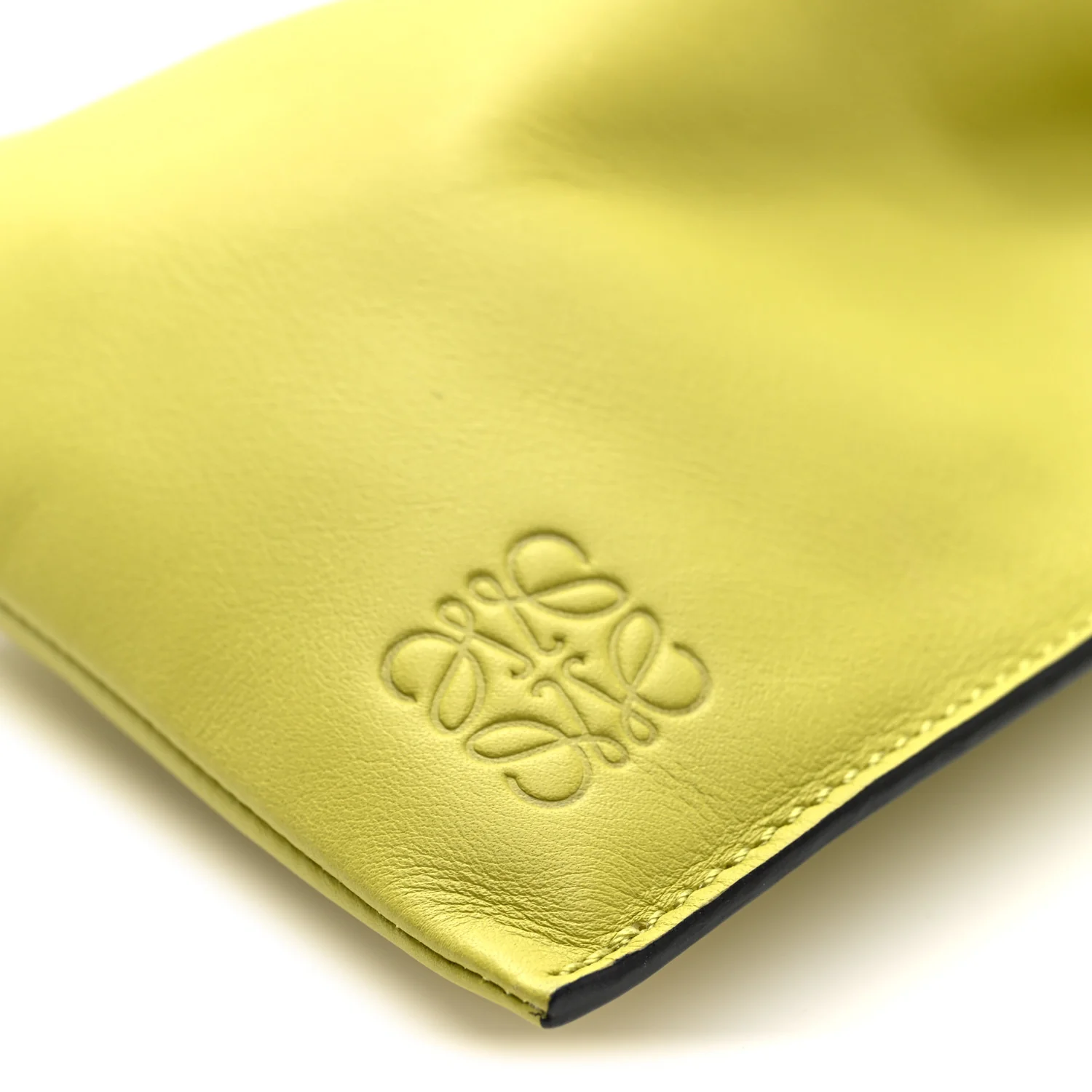 Calfskin Mini Drawstring Flamenco Knot Crossbody Pocket Bag Lime Green - Image 9