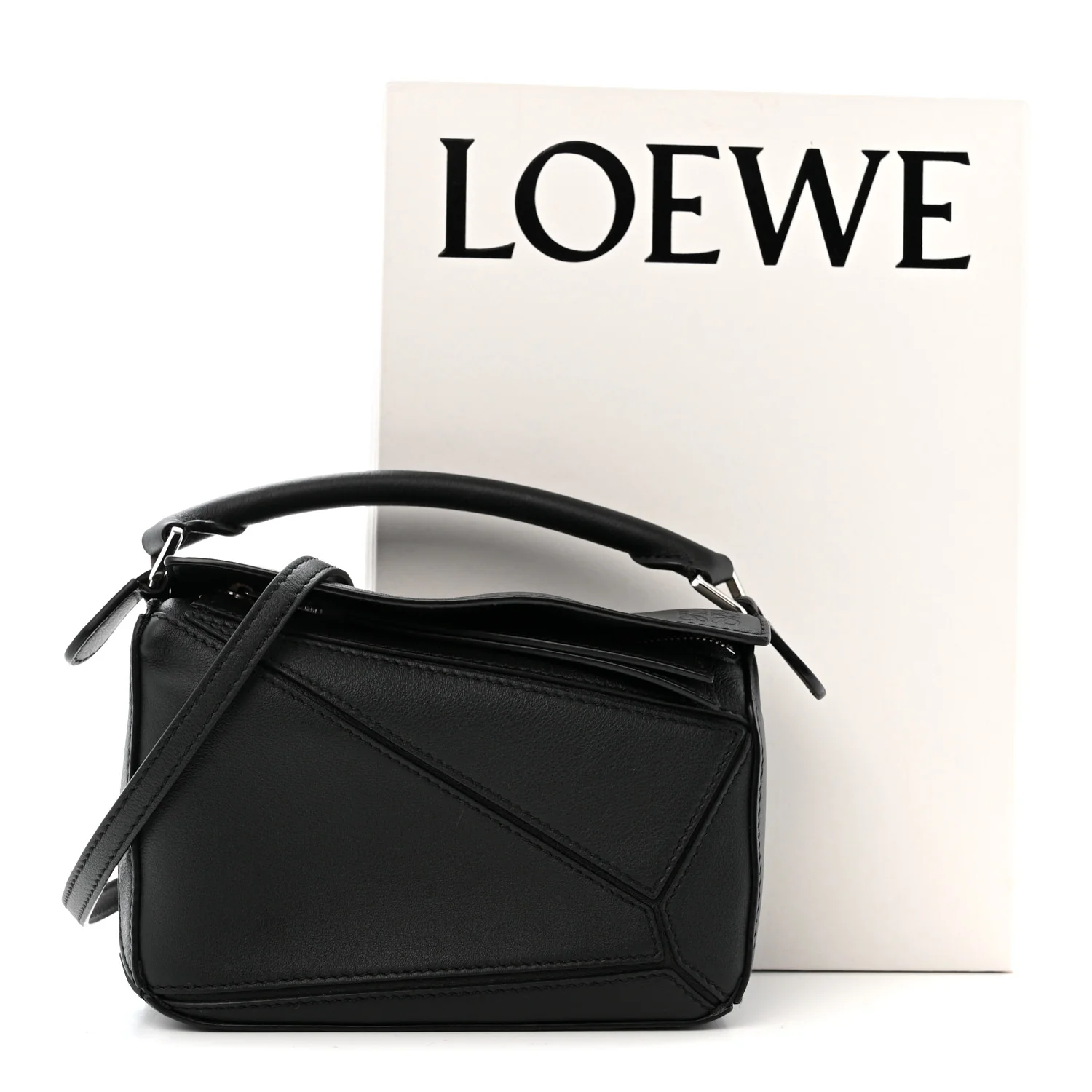 Calfskin Mini Puzzle Bag Black - Image 10