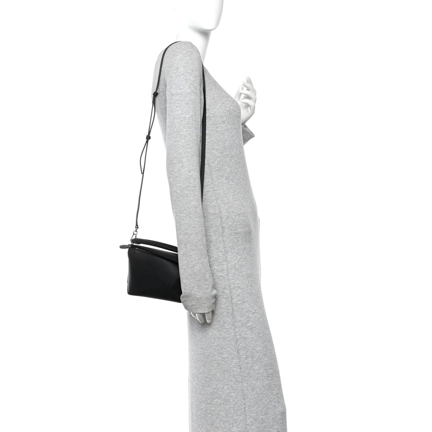 Calfskin Mini Puzzle Edge Bag Black - Image 2