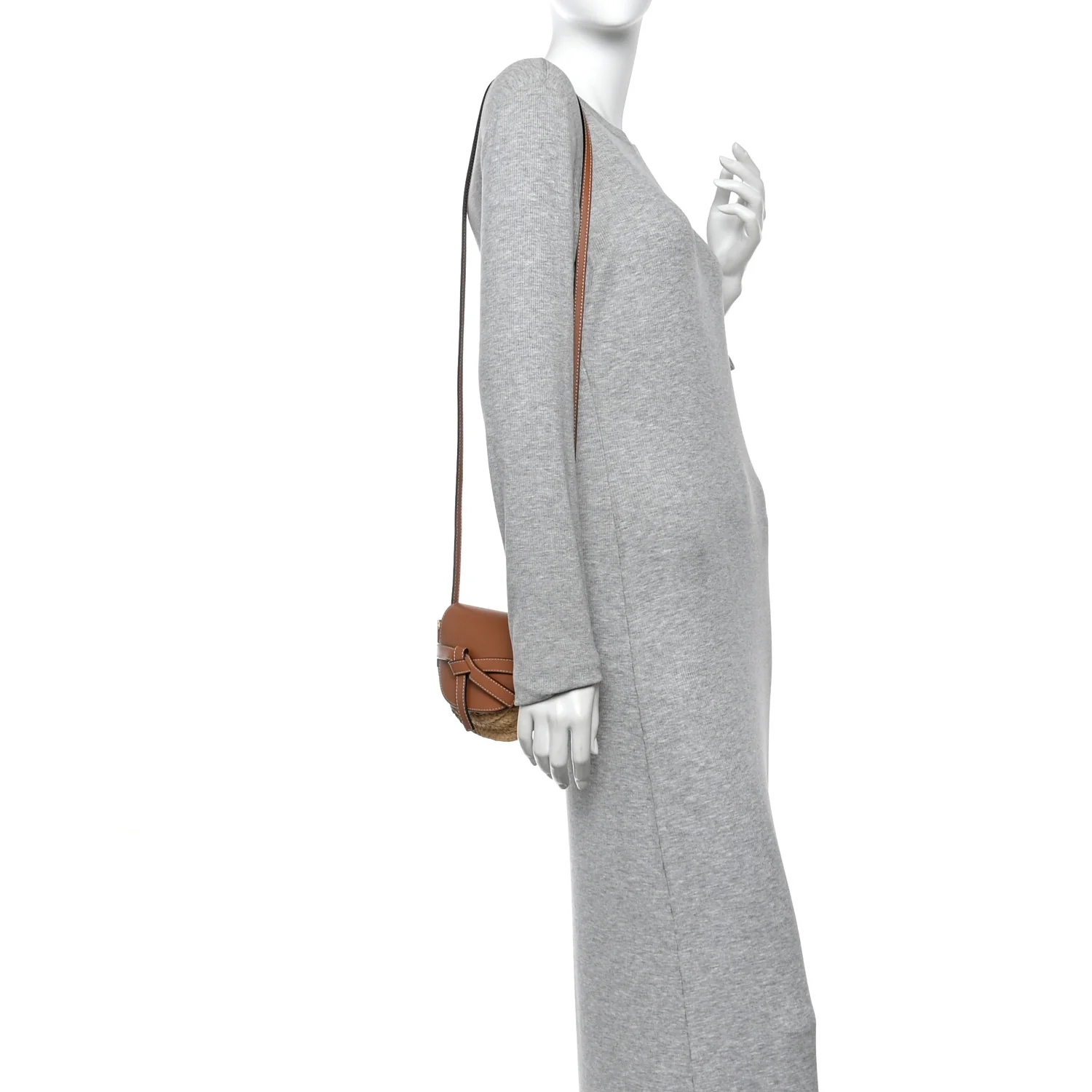 Calfskin Raffia Mini Gate Crossbody Bag Natural Tan - Image 2
