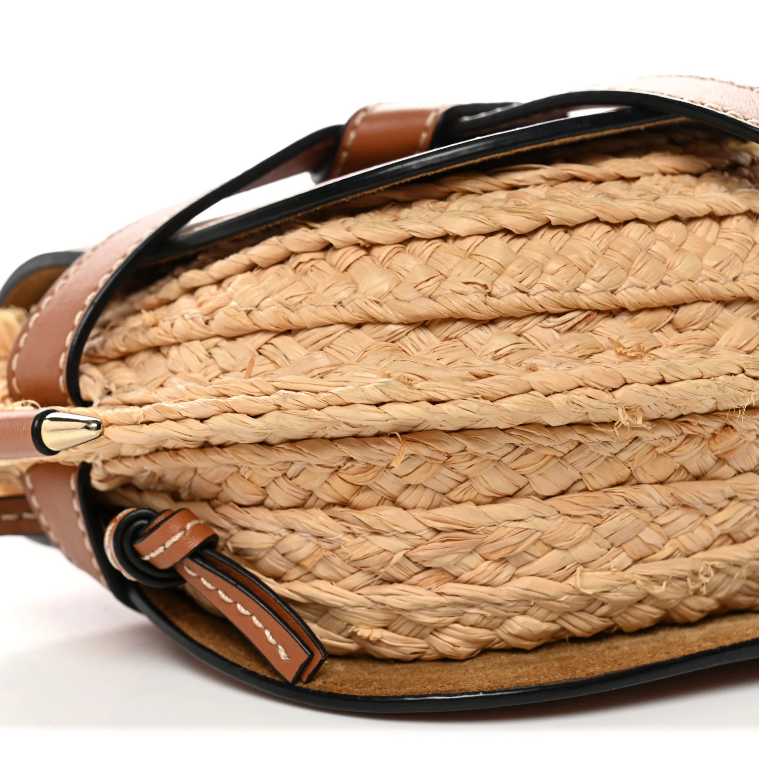 Calfskin Raffia Mini Gate Crossbody Bag Natural Tan - Image 9