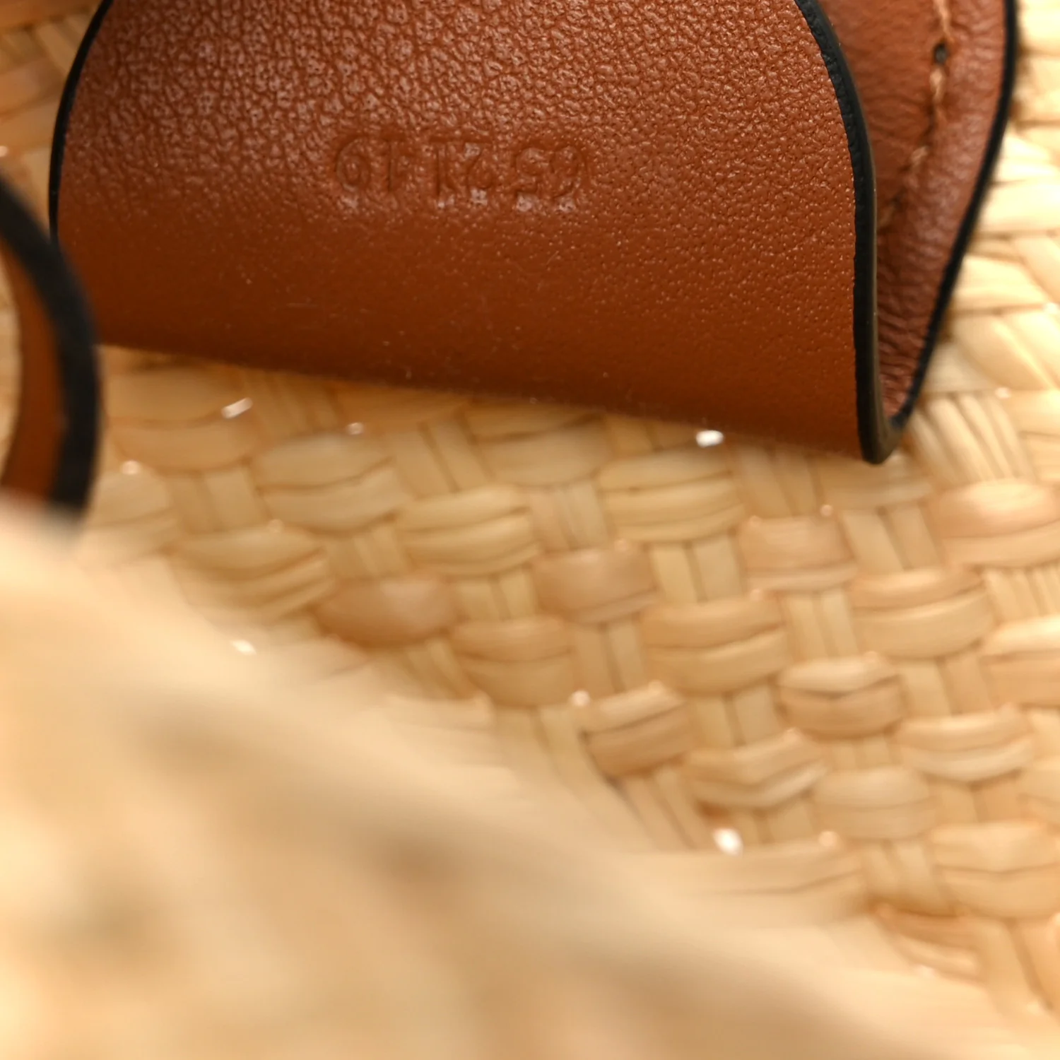 Calfskin Raffia Paulas Ibiza Small Anagram Basket Tote Bag Natural Tan - Image 7