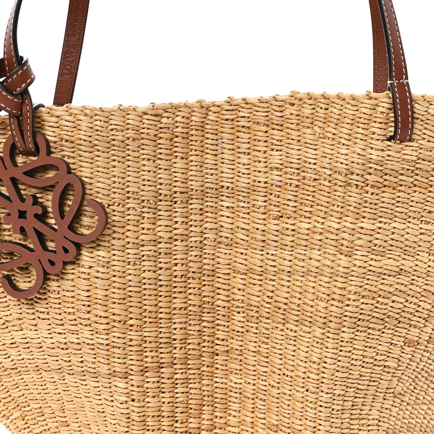 Calfskin Raffia Paulas Ibiza Small Basket Tote Bag Natural Pecan - Image 8
