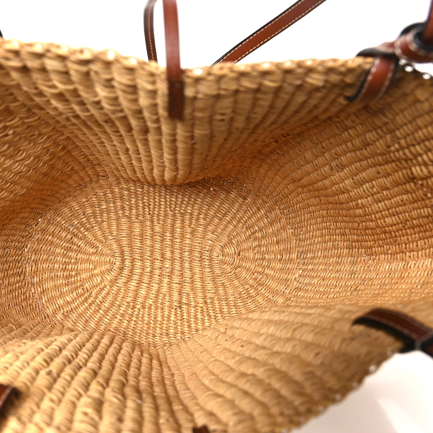 Calfskin Raffia Paulas Ibiza Small Shell Basket Tote Bag Natural Tan - Image 5