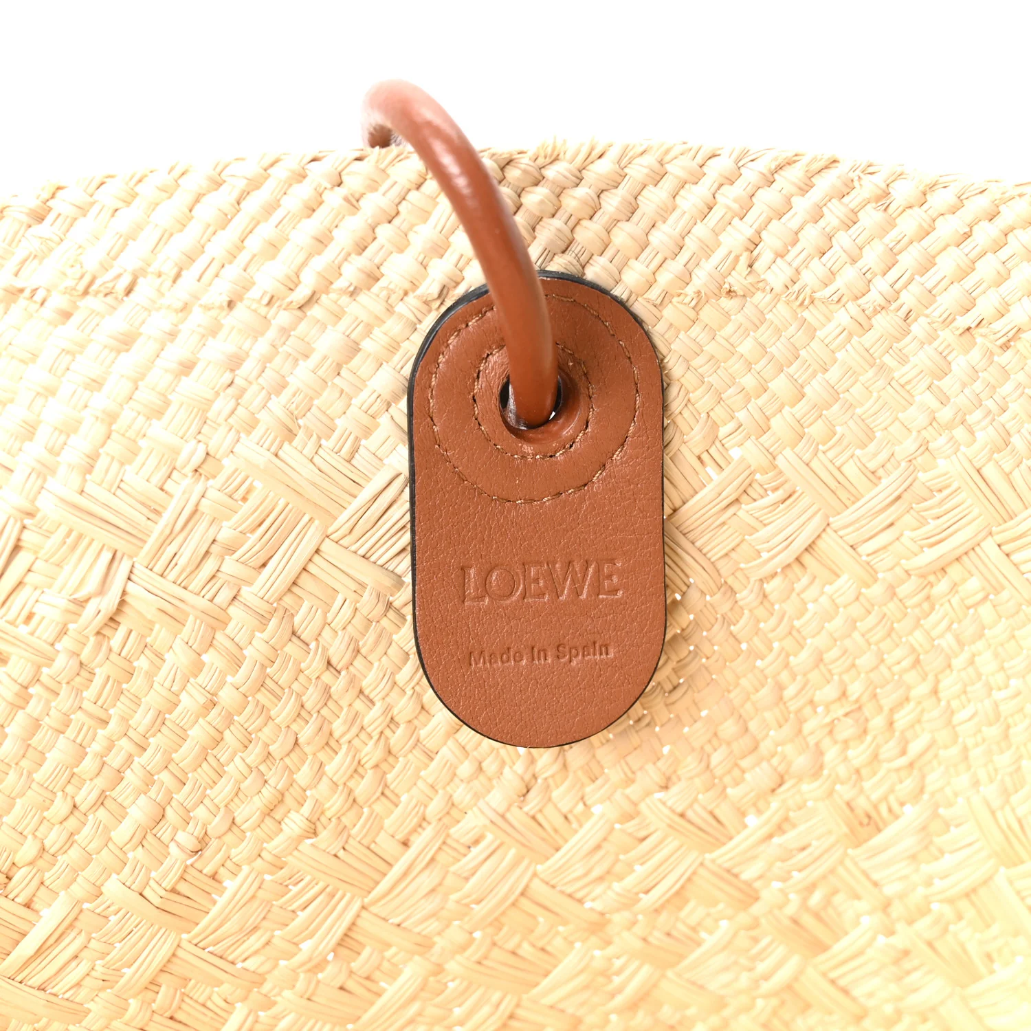 Calfskin Raffia Small Anagram Basket Tote Bag Natural Tan - Image 10