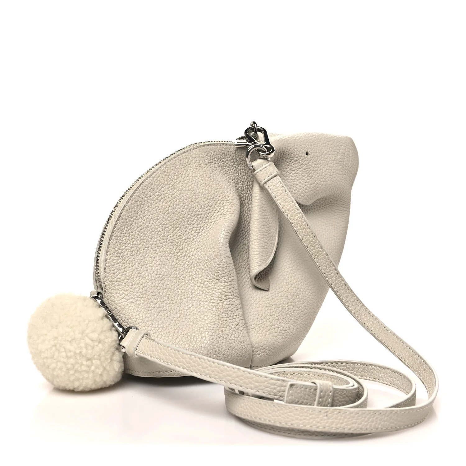 Calfskin Shearling Mini Bunny Crossbody Bag White - Image 3