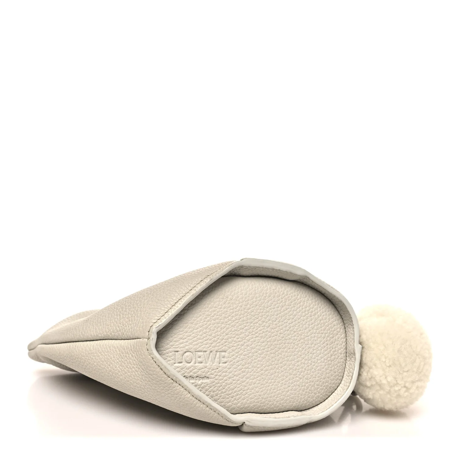 Calfskin Shearling Mini Bunny Crossbody Bag White - Image 4