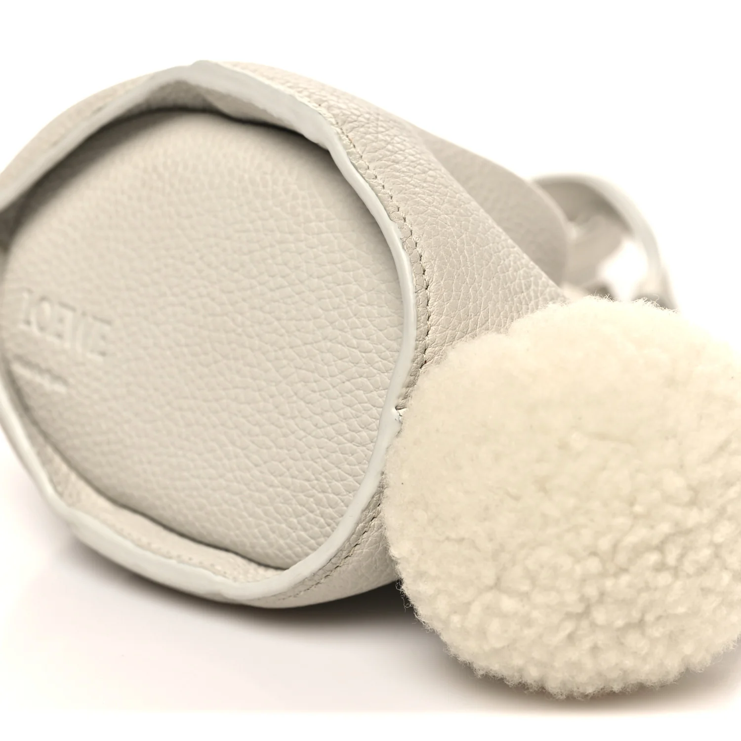 Calfskin Shearling Mini Bunny Crossbody Bag White - Image 9