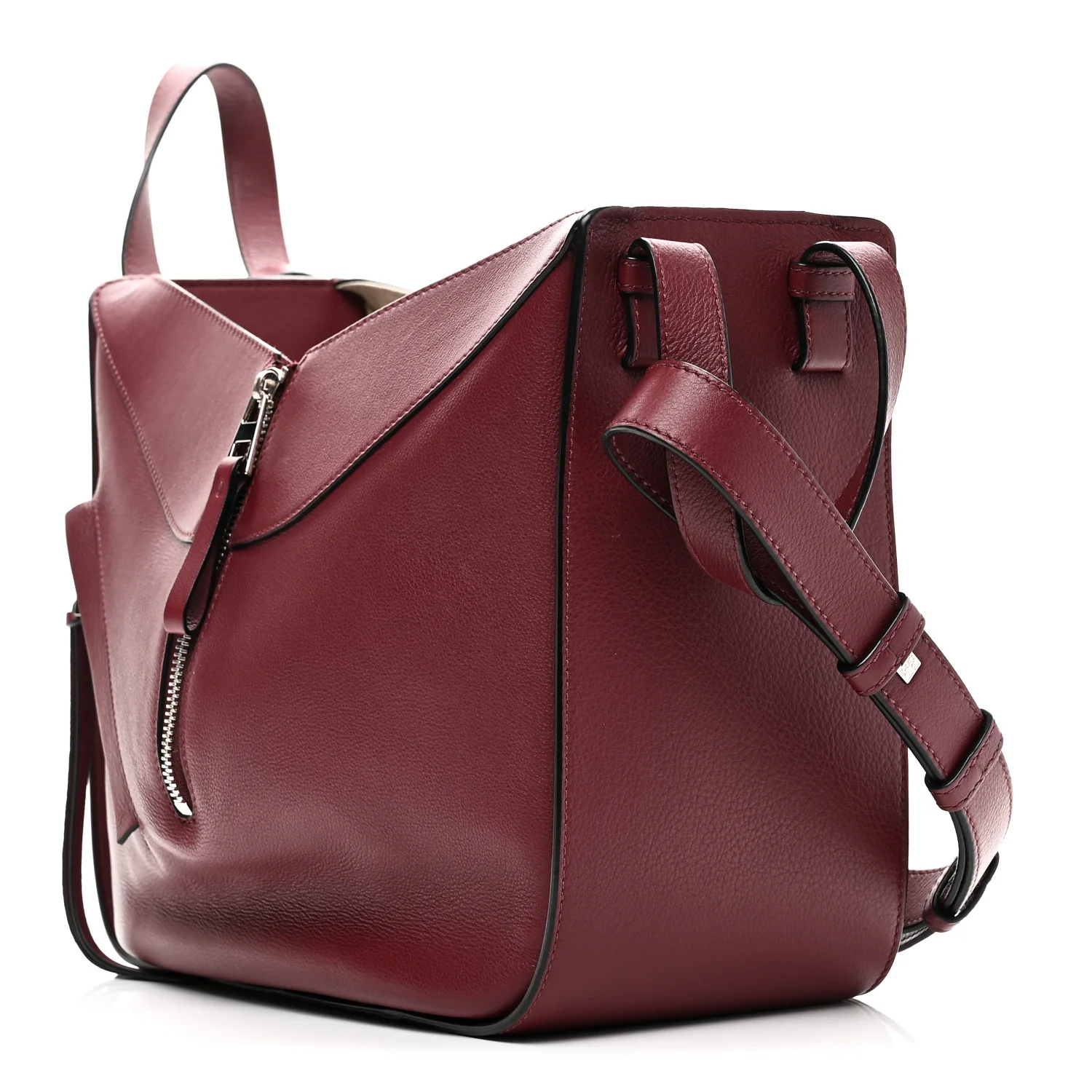Calfskin Small Hammock Shoulder Bag Dark Red - Image 3