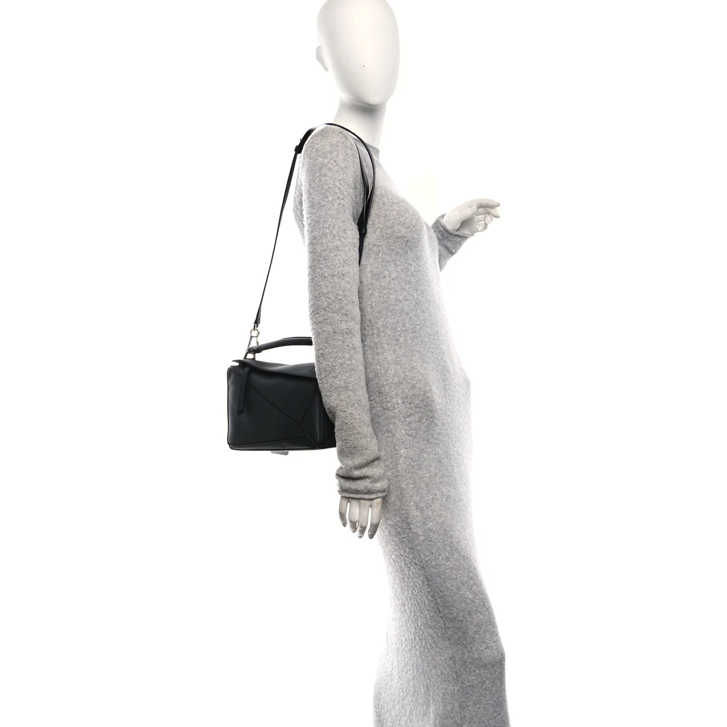 Calfskin Small Puzzle Bag Black - Image 2