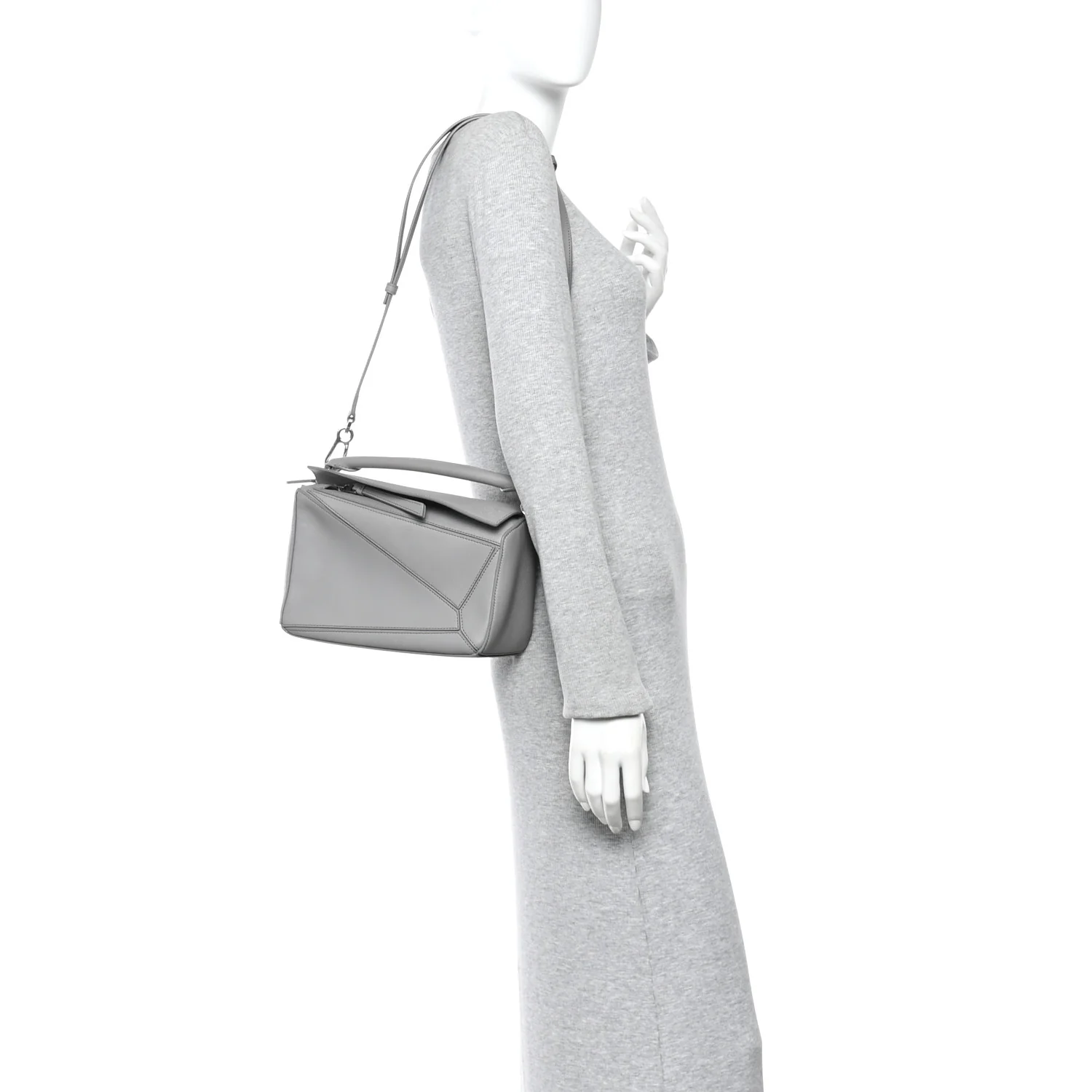Calfskin Small Puzzle Bag Pearl Grey - Image 2