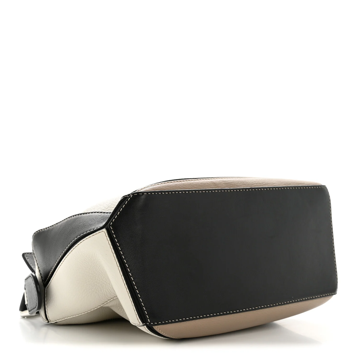 Calfskin Small Puzzle Bag Sand Soft White Black - Image 4