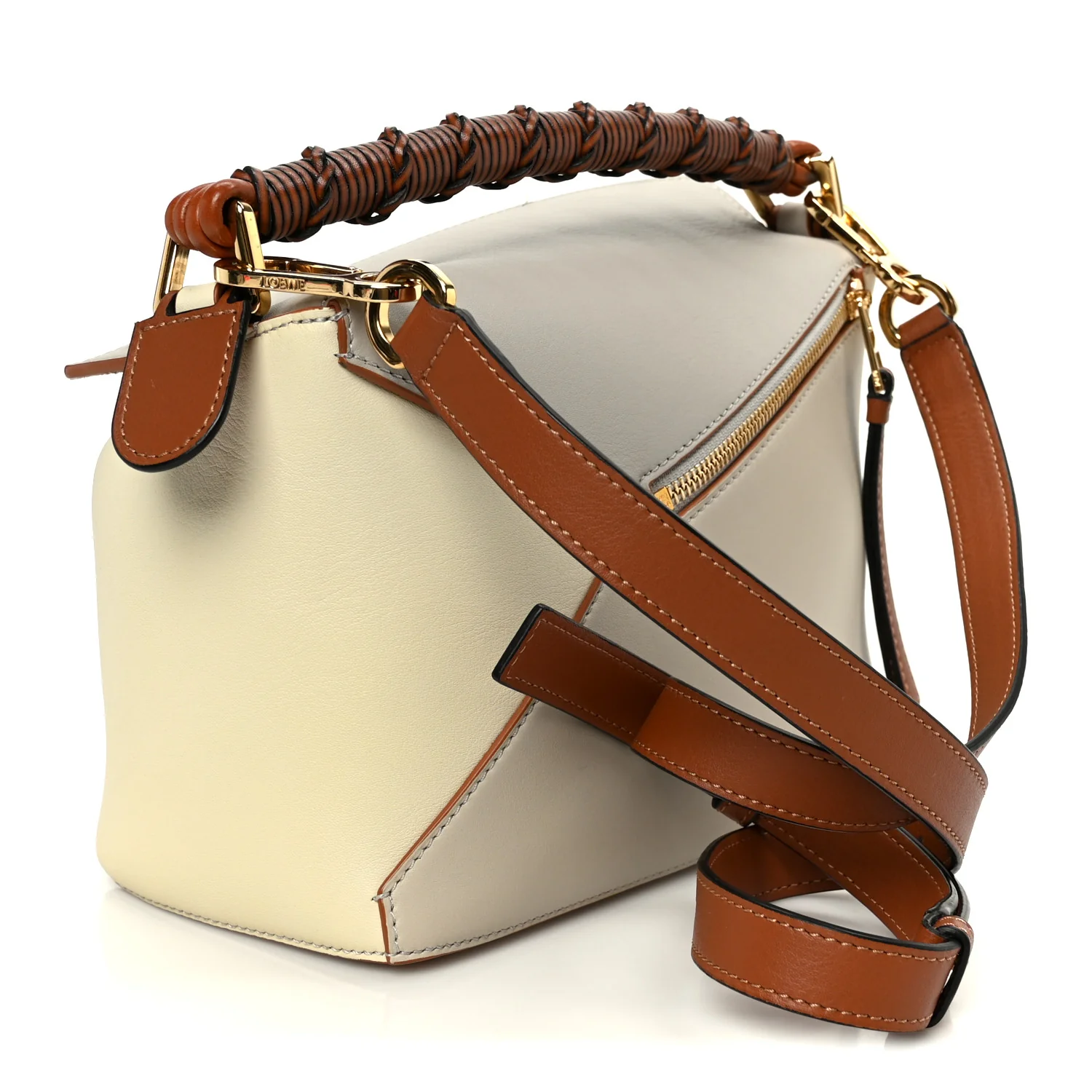Calfskin Small Puzzle Edge Bag Ghost Soft White - Image 3