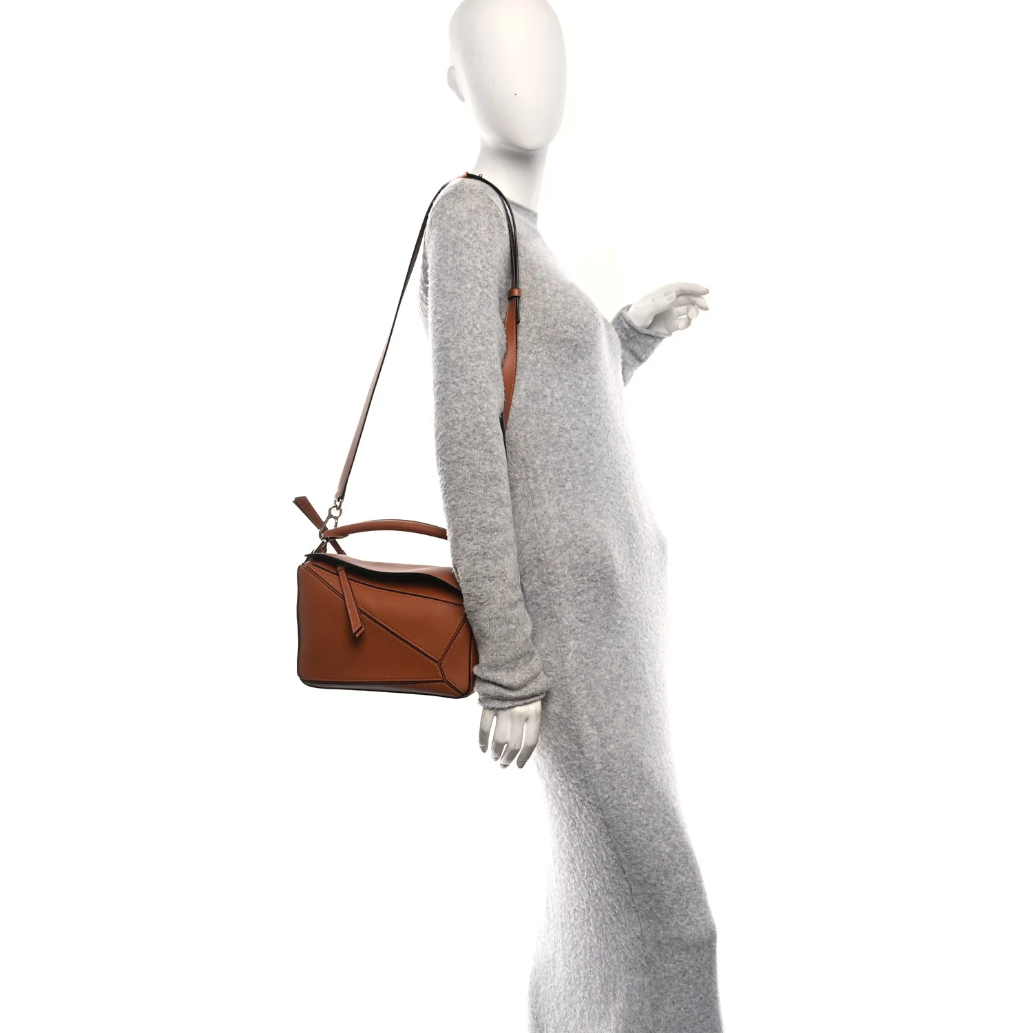 Calfskin Small Puzzle Edge Bag Tan - Image 2