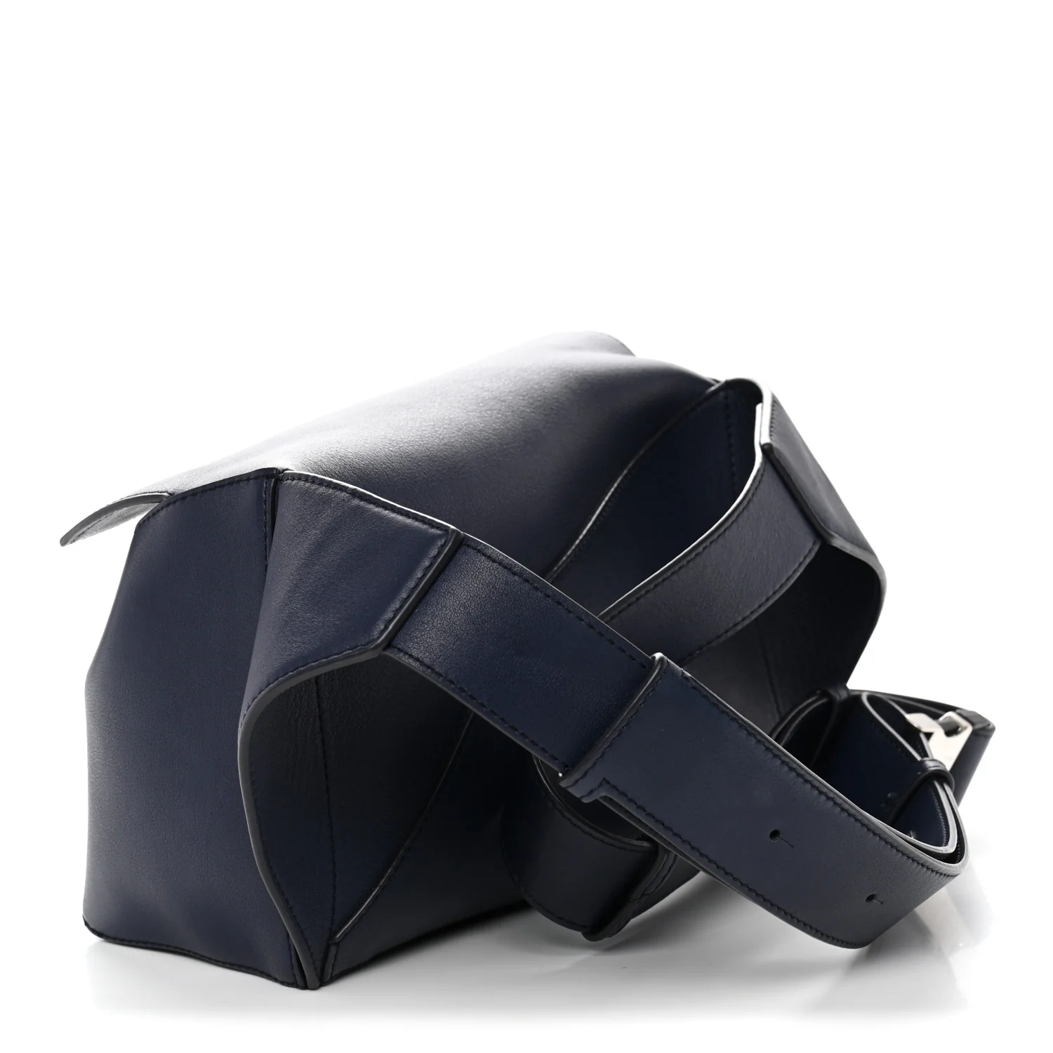 Calfskin Small Puzzle Edge Bumbag Navy Blue - Image 3